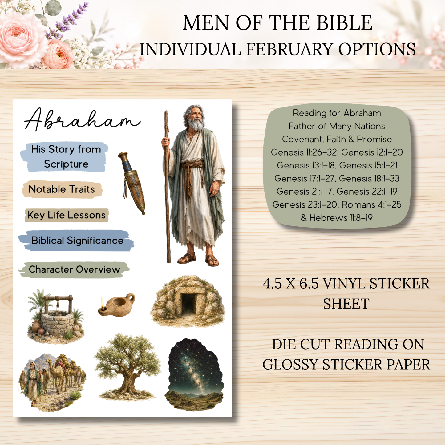 FEBRUARY Men of the Bible Individual Sticker Sheet Options