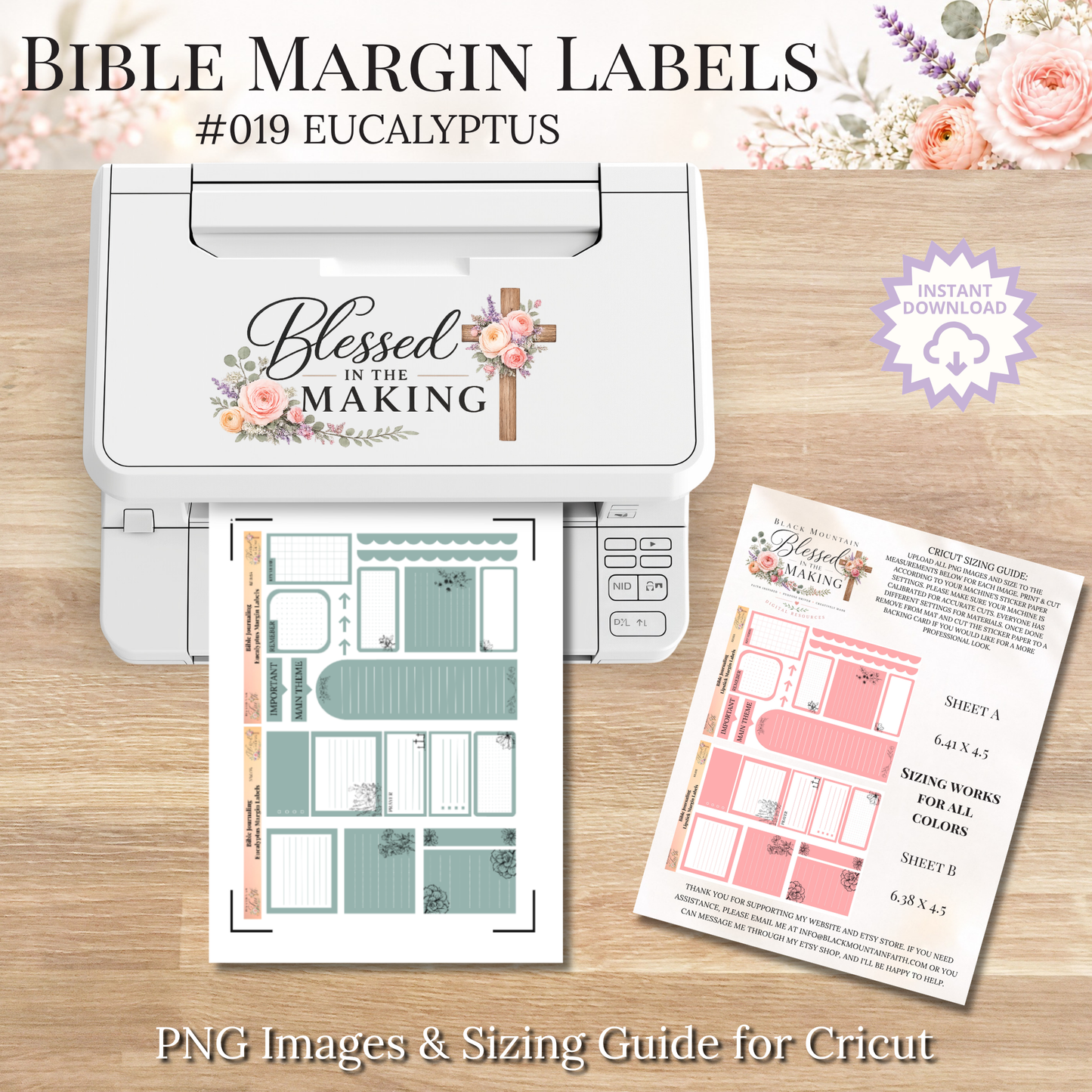 Bible Margin Labels 019 Eucalyptus Print & Cut Bible Stickers