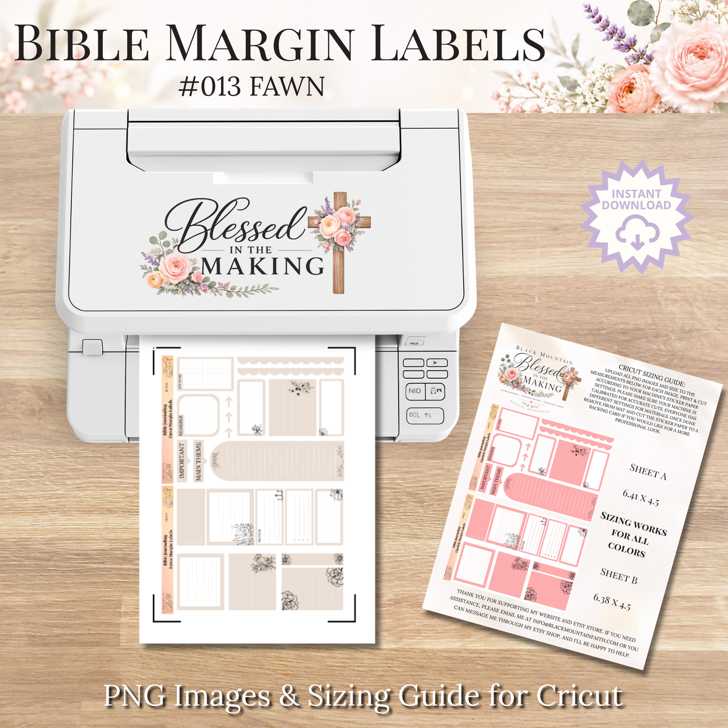 Bible Margin Labels 013 Fawn Print & Cut Bible Stickers