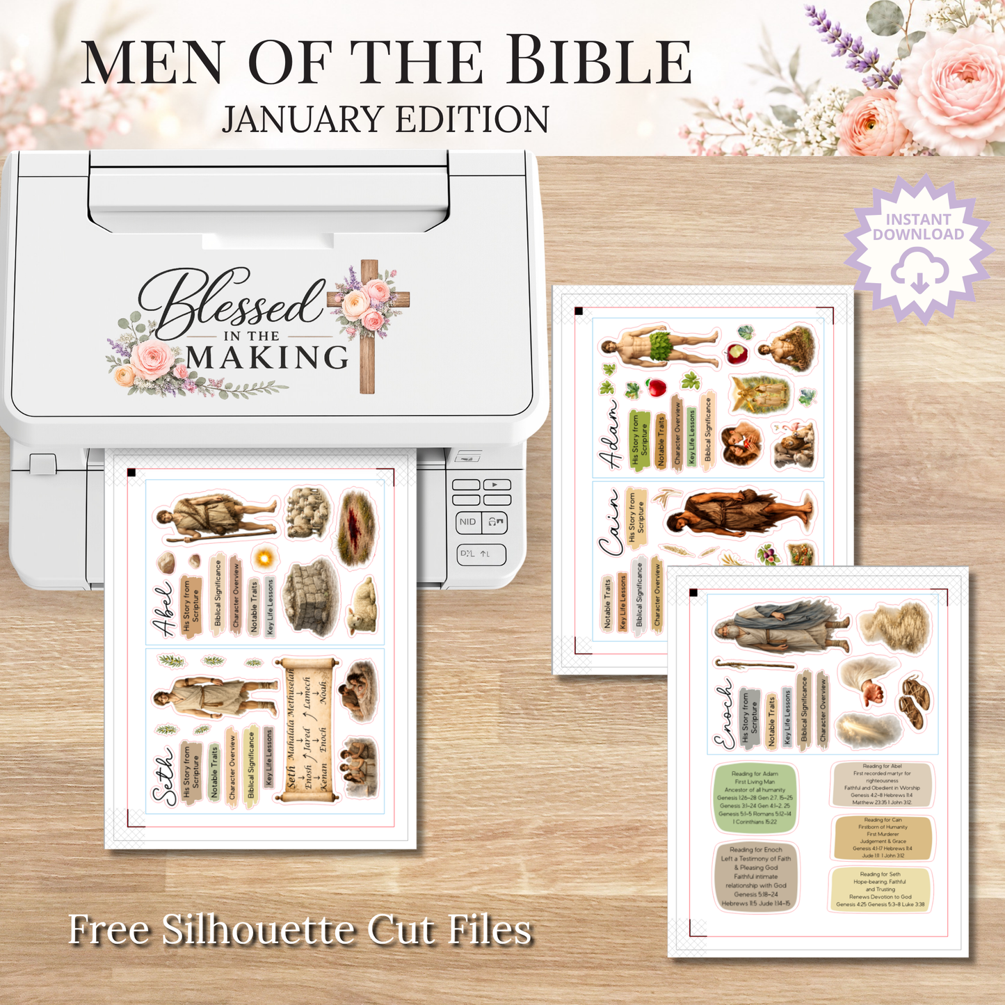 January Men of the Bible | Printable PDF | Cricut & Silhouette Files | Digital Stickers