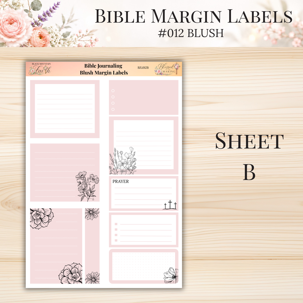 Bible Margin Labels #012 Blush | Physical Sticker Sheets for Scripture Study