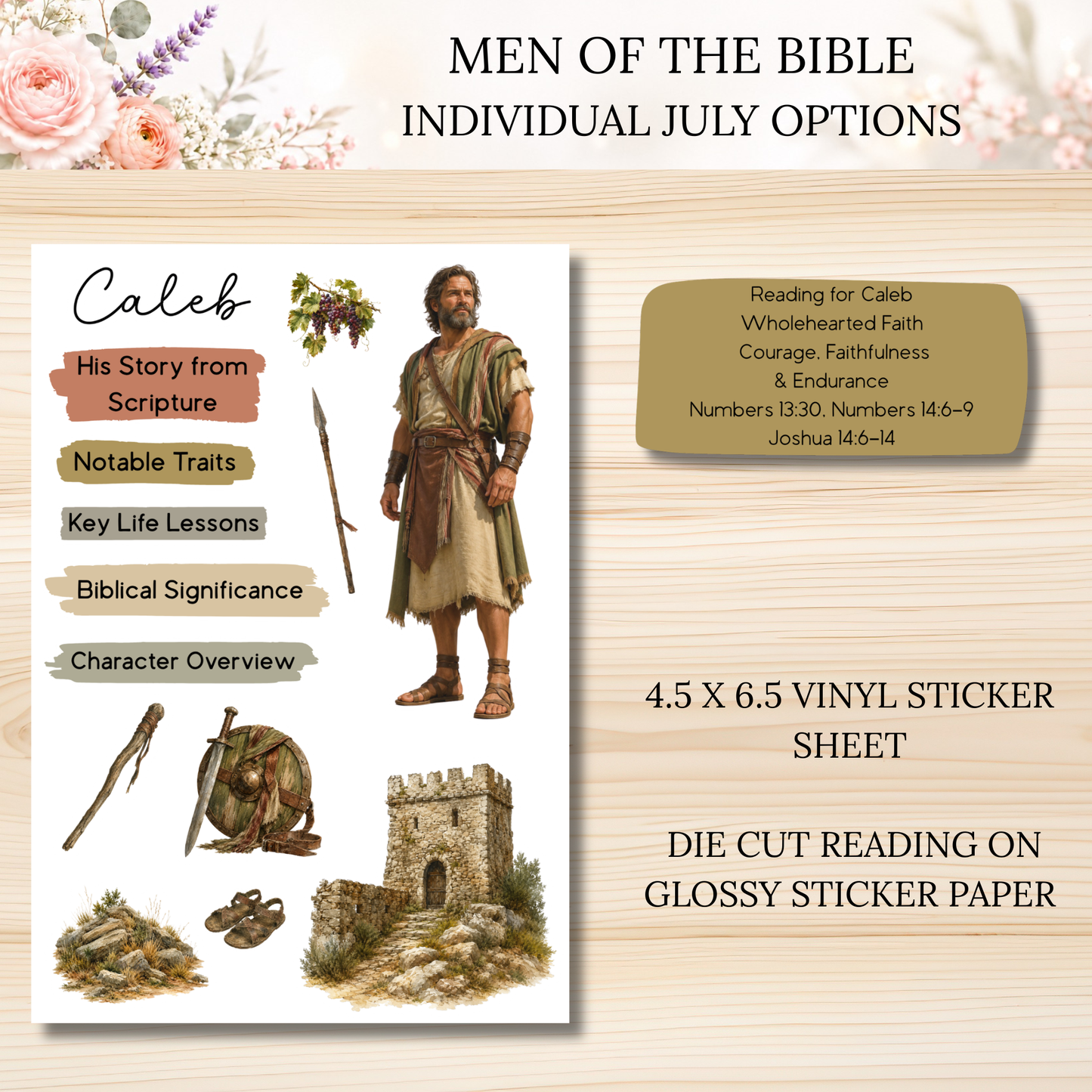 JULY Men of the Bible Individual Sticker Sheet Options