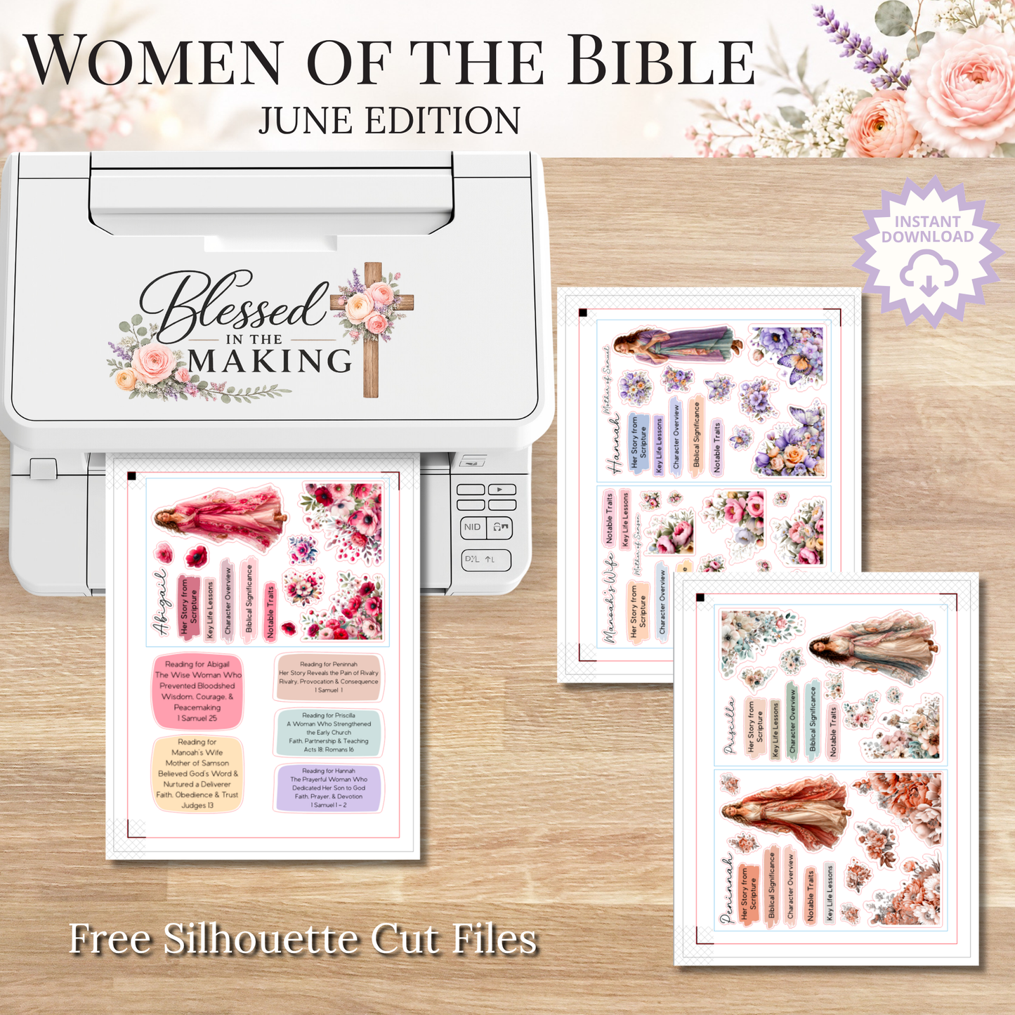 June Women of the Bible | Printable PDF | Cricut & Silhouette Files | Digital Stickers