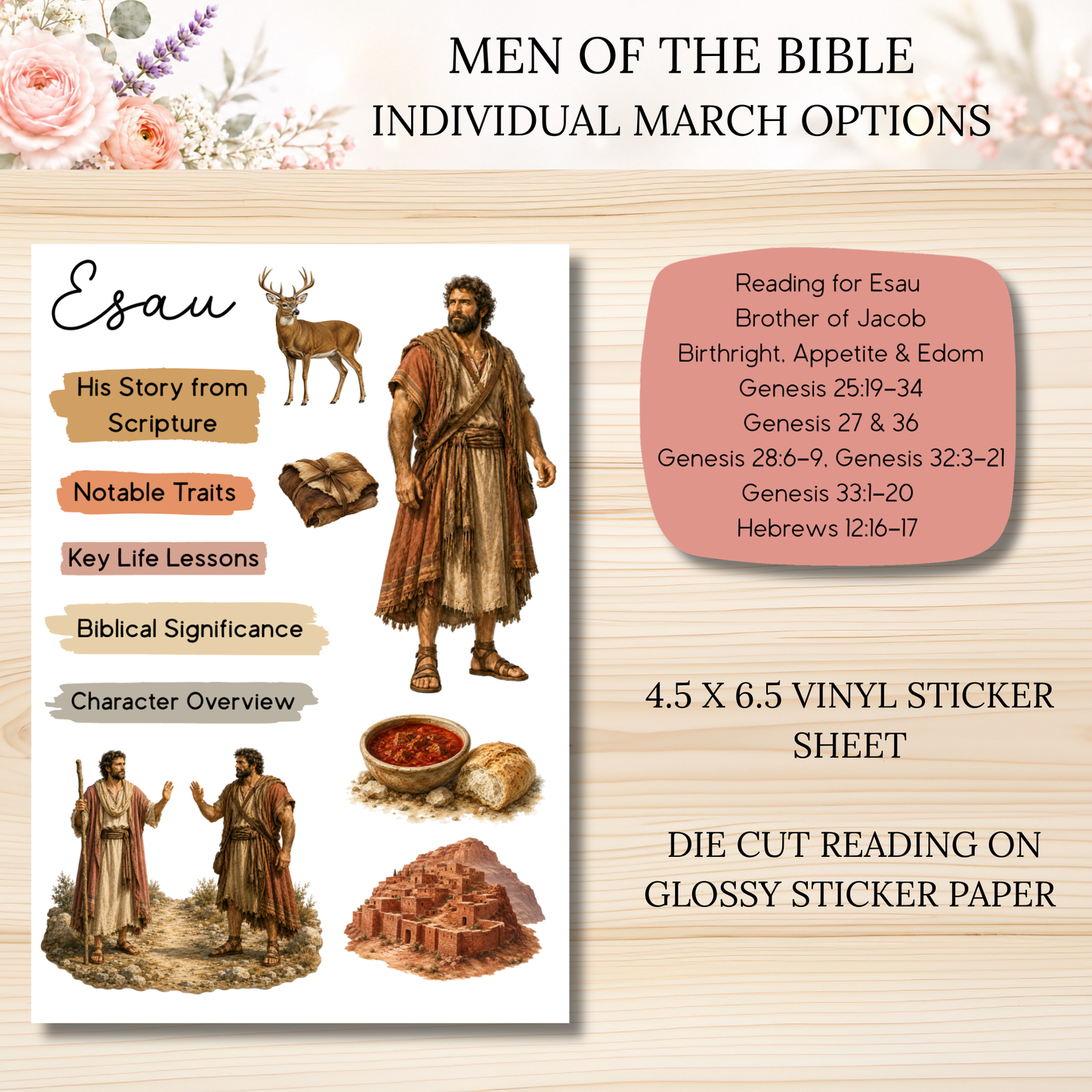 MARCH Men of the Bible Individual Sticker Sheet Options