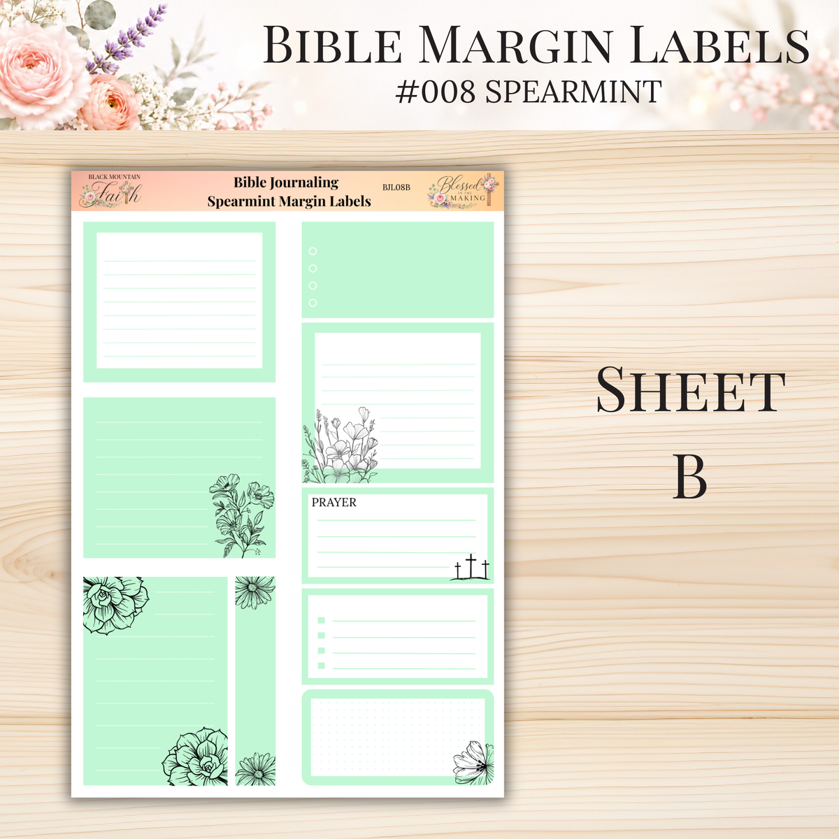 Bible Margin Labels #008 Spearmint | Physical Sticker Sheets for Scripture Study