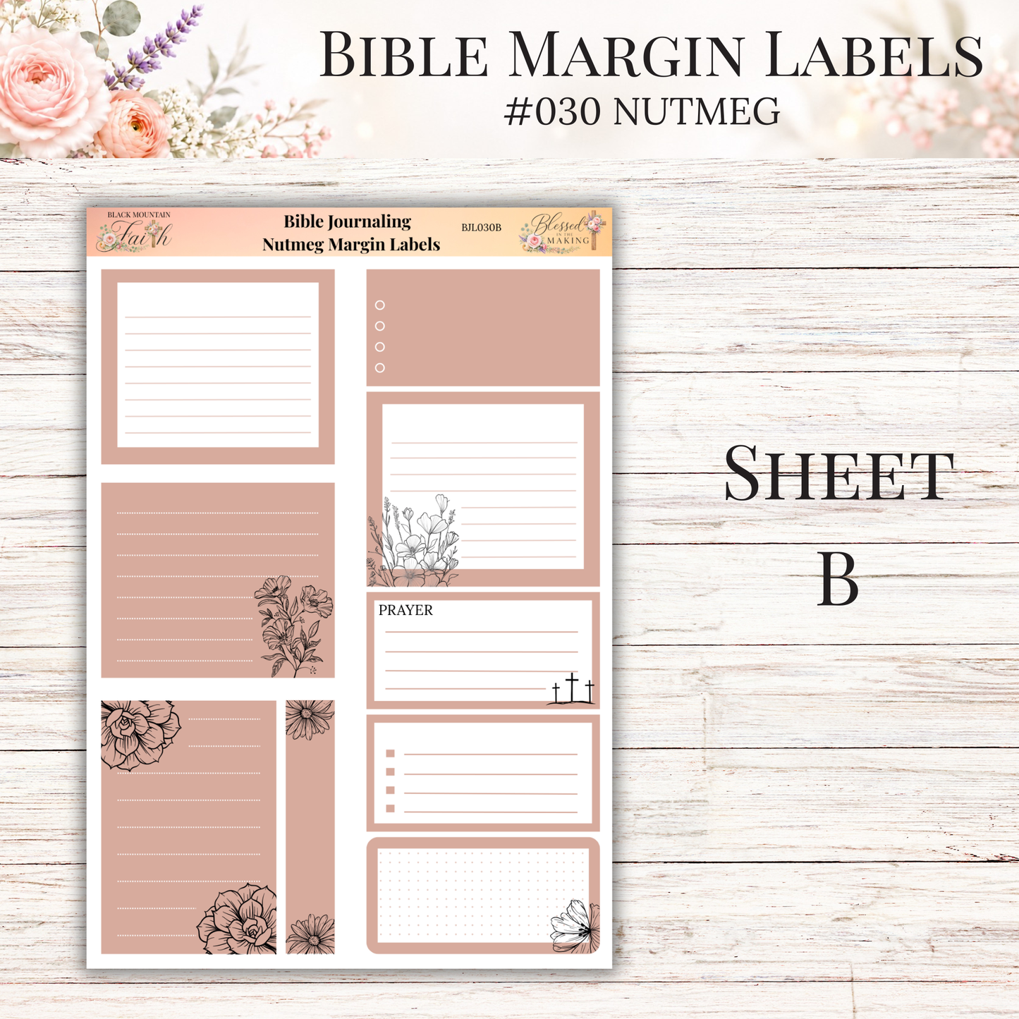 Bible Margin Labels #030 Nutmeg | Physical Sticker Sheets for Scripture Study