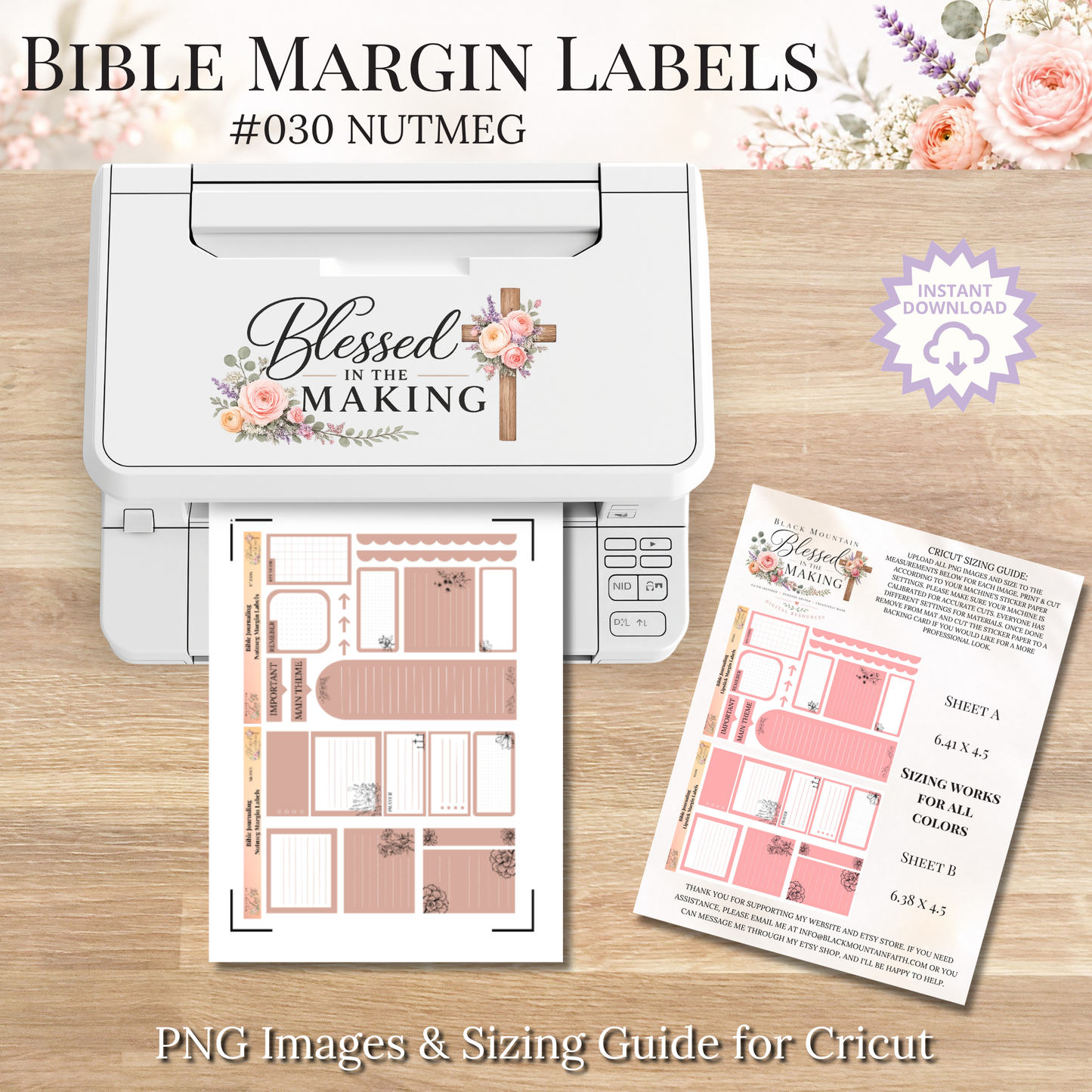 Bible Margin Labels 030 Nutmeg Print & Cut Bible Stickers