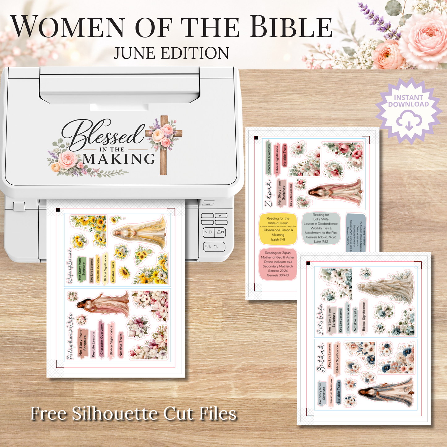 July Women of the Bible | Printable PDF | Cricut & Silhouette Files | Digital Stickers