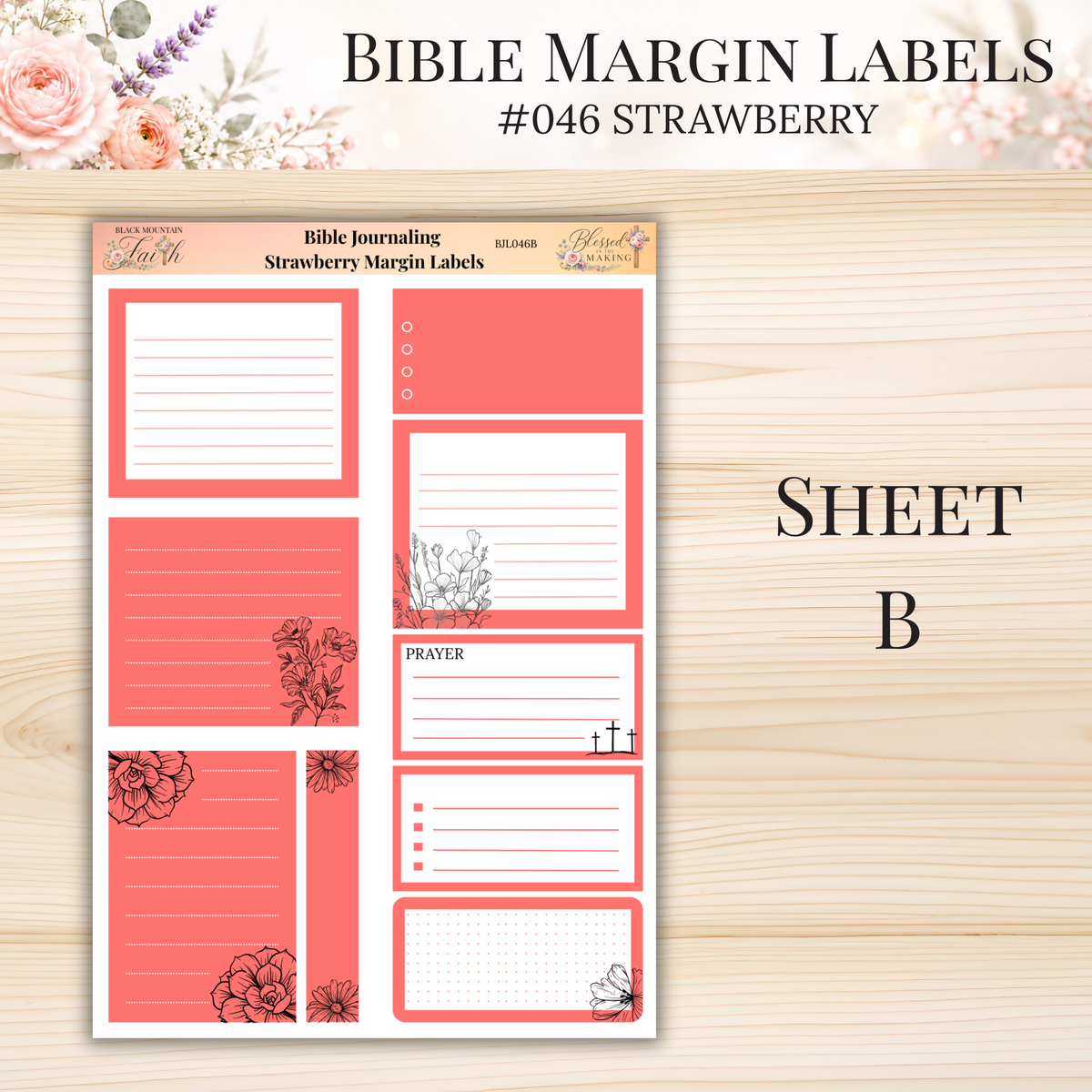 Bible Margin Labels #046 Strawberry | Physical Sticker Sheets for Scripture Study
