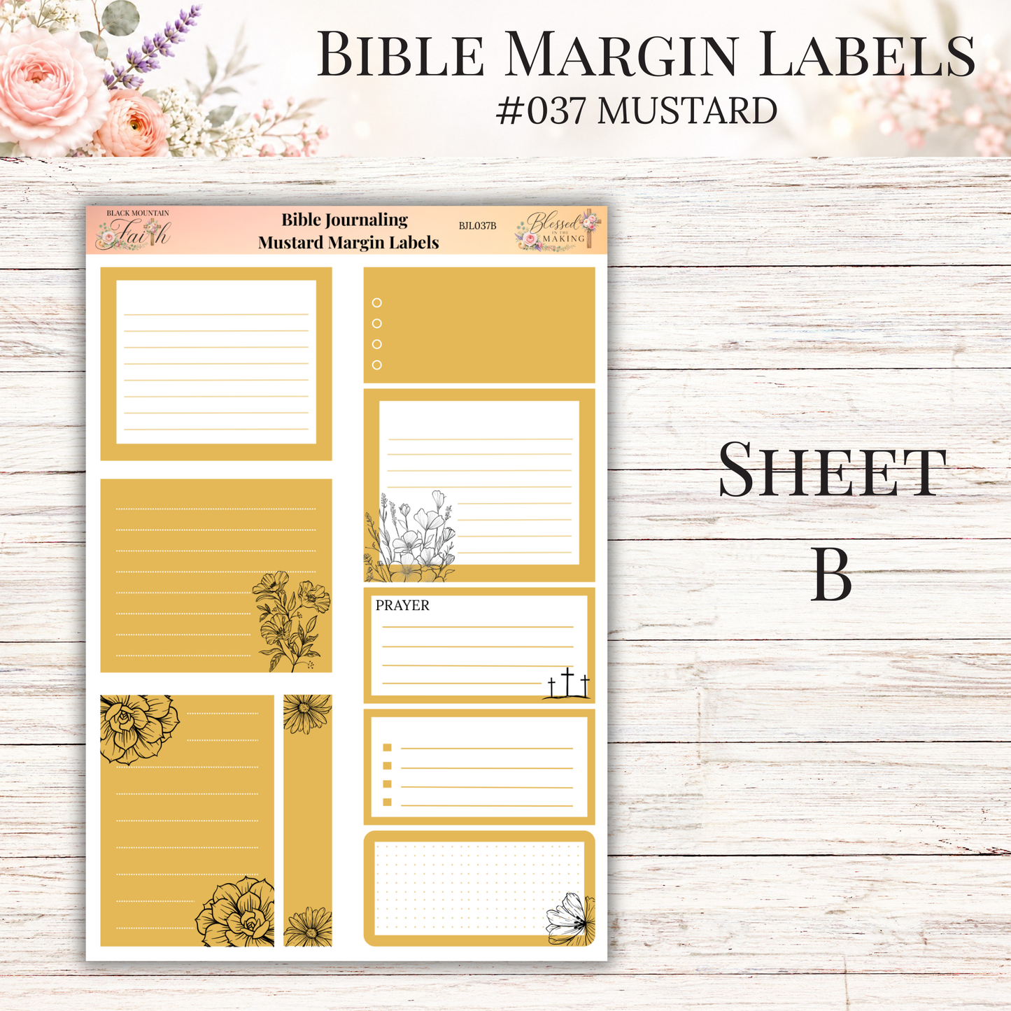 Bible Margin Labels #037 Mustard | Physical Sticker Sheets for Scripture Study