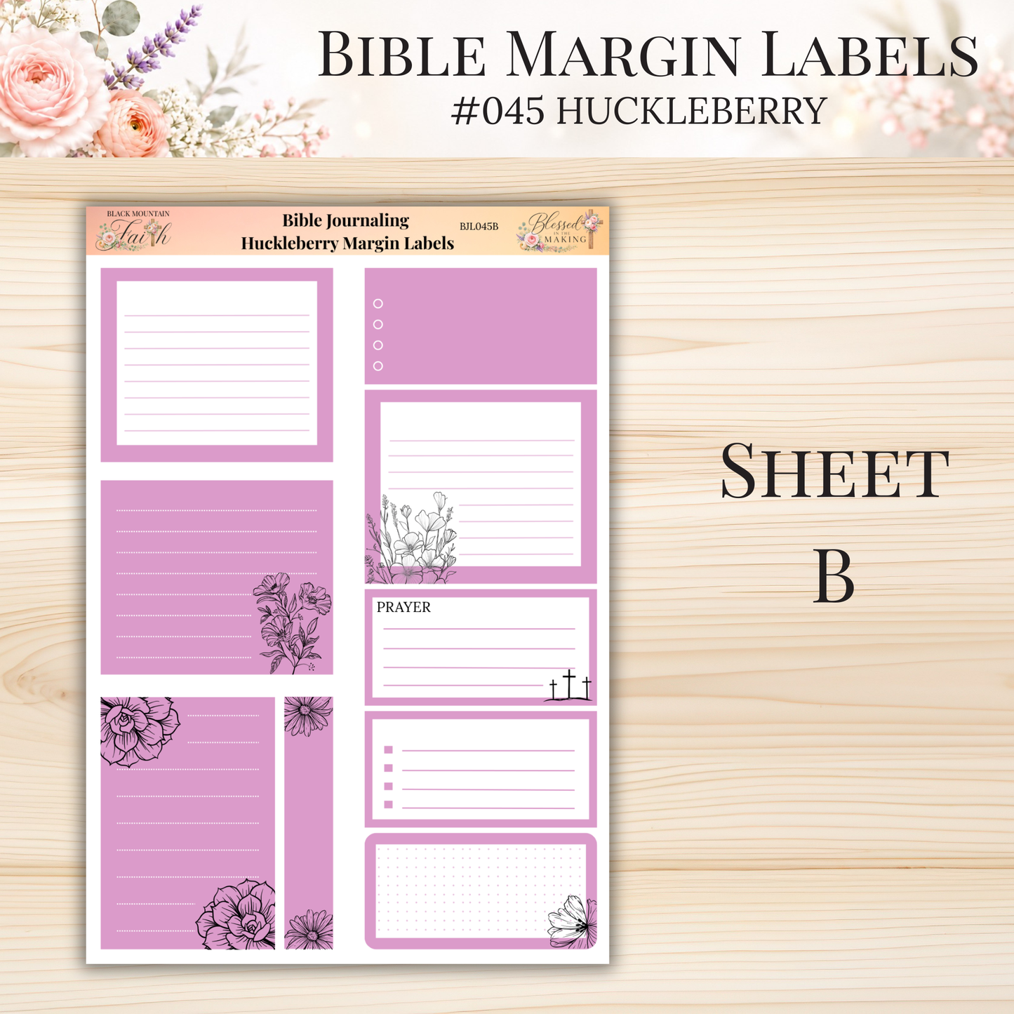 Bible Margin Labels #045 Huckleberry | Physical Sticker Sheets for Scripture Study