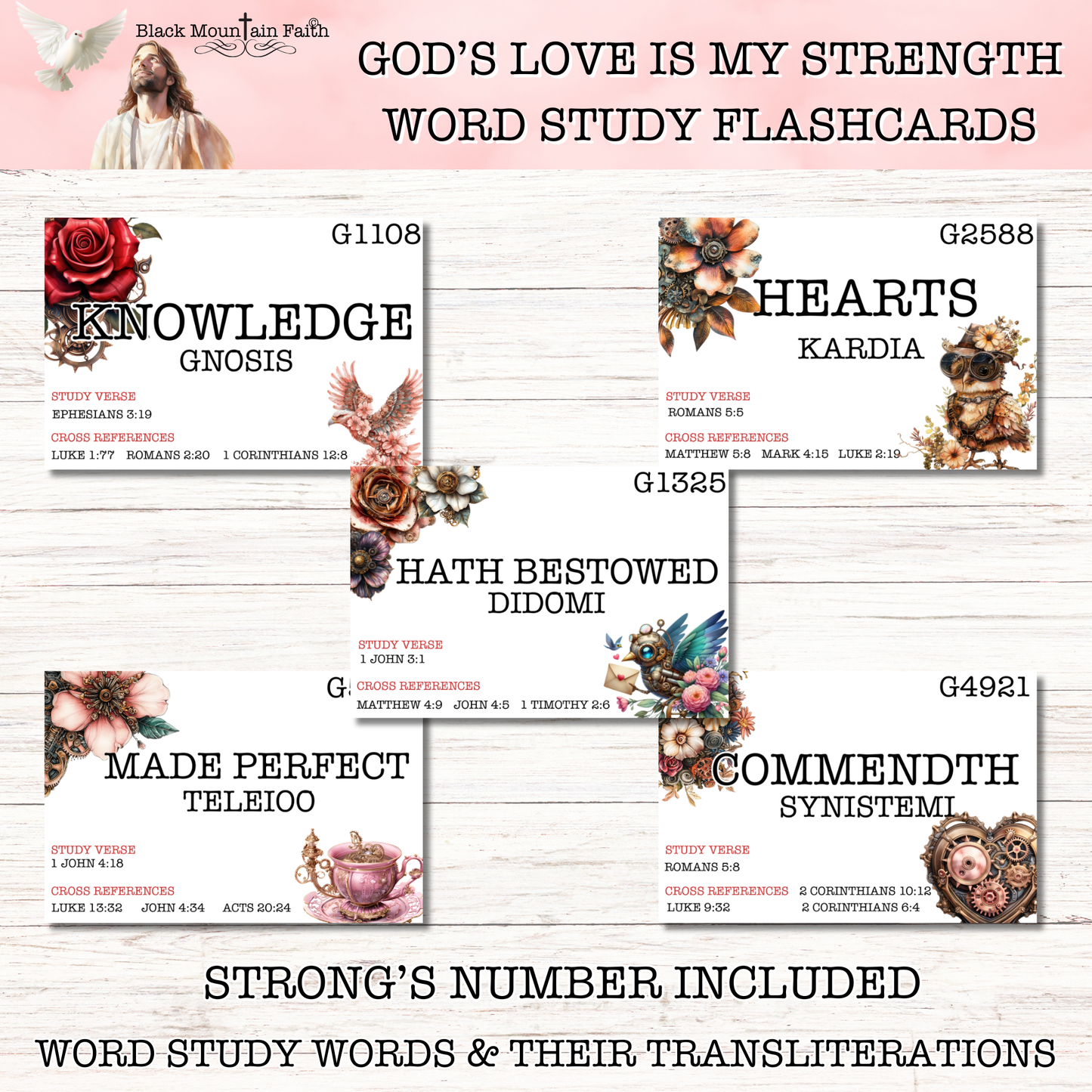 God's Love is My Strength Word Study Flashcards