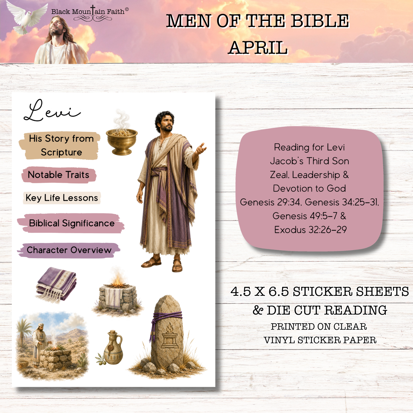 APRIL Men of the Bible Snail Mail Stickers Stand Alone Listing