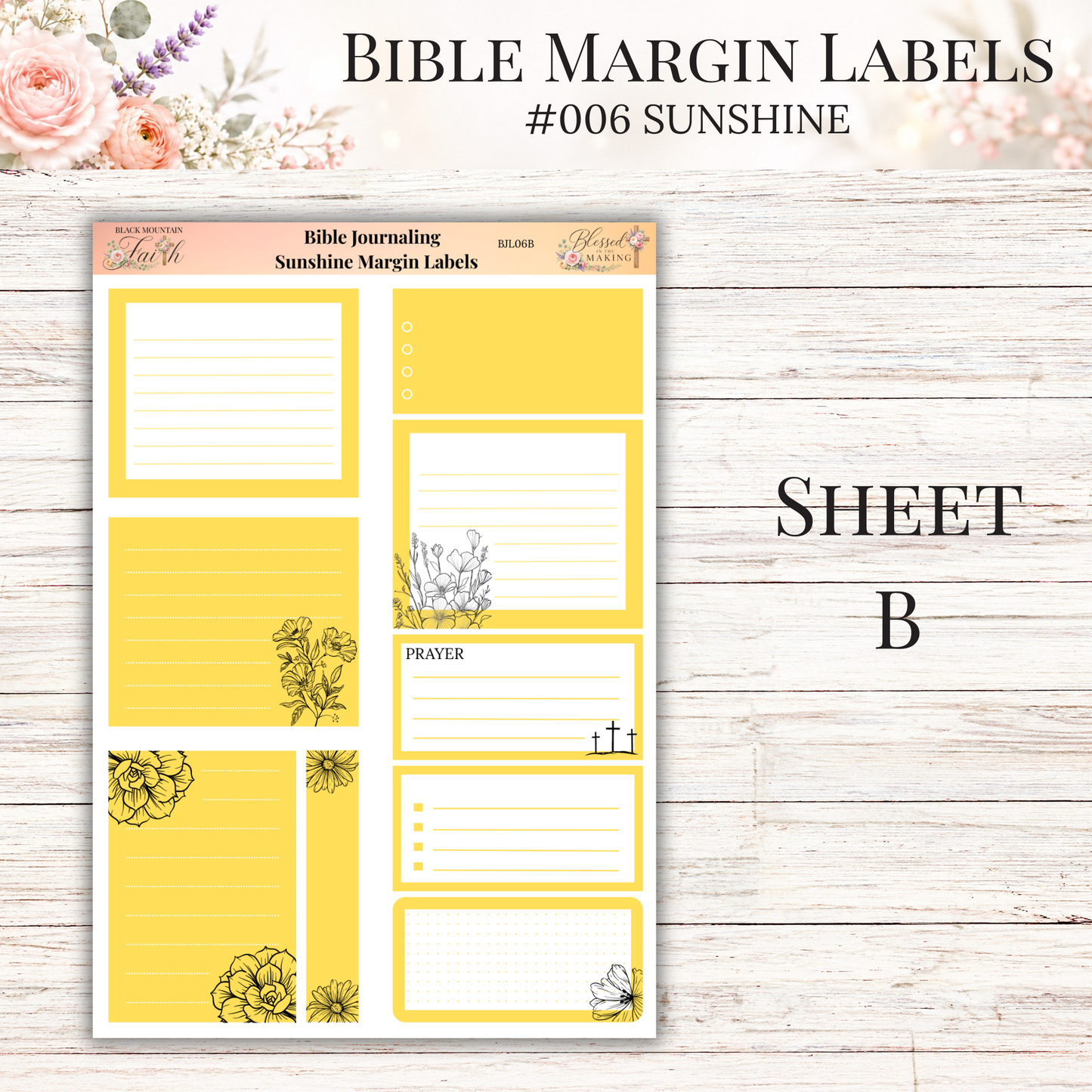 Bible Margin Labels #006 Sunshine | Physical Sticker Sheets for Scripture Study