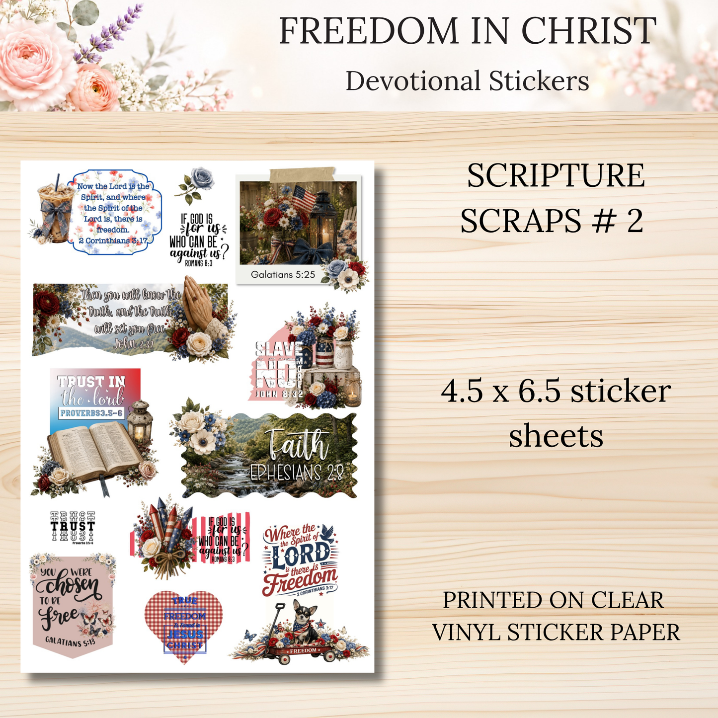 Freedom in Christ INDIVIDUAL Devotional Sticker Sheets | Scriptures for Free Living