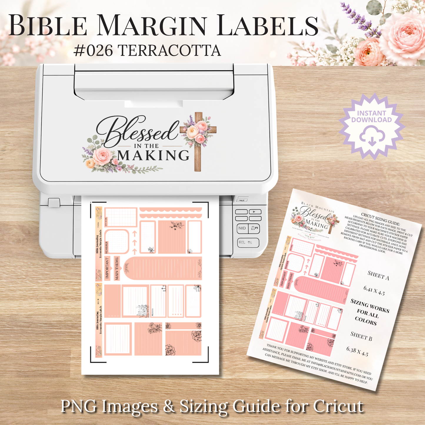 Bible Margin Labels 026 Terracotta Print & Cut Bible Stickers