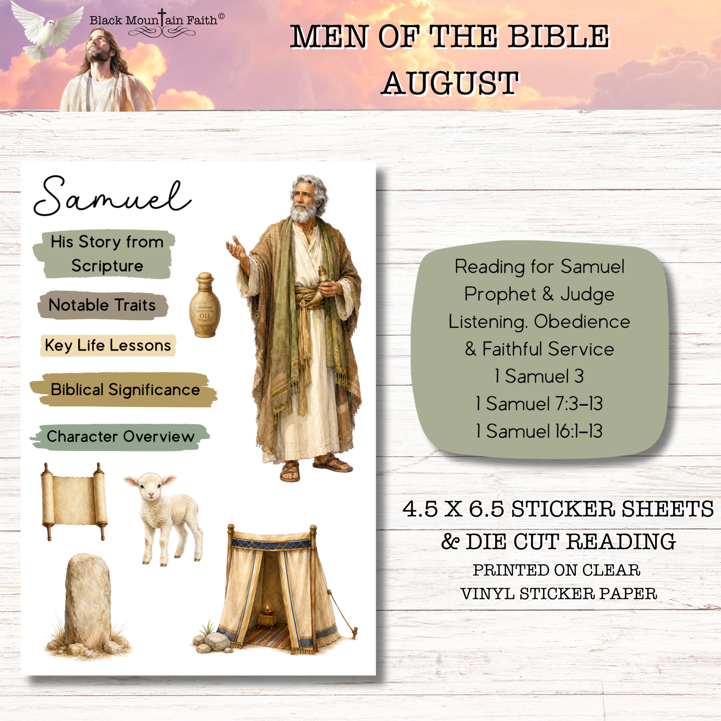 AUGUST Men of the Bible Snail Mail Stickers Stand Alone Listing