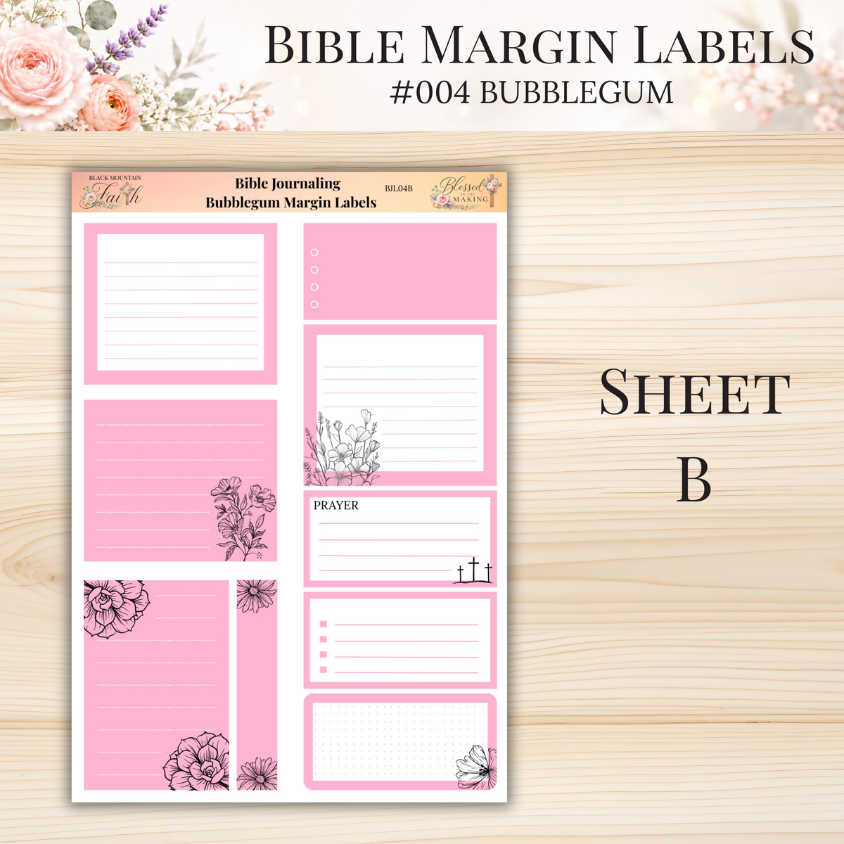 Bible Margin Labels #004 Bubblegum | Physical Sticker Sheets for Scripture Study