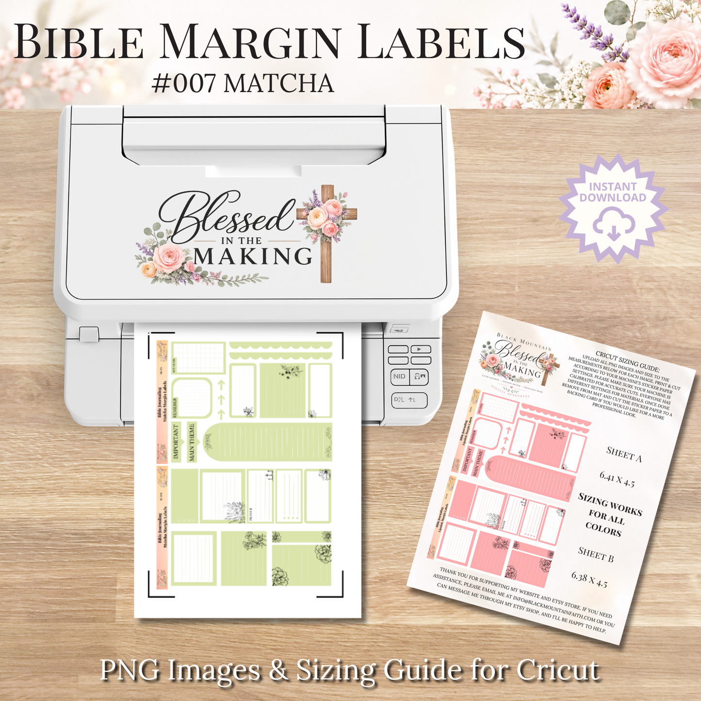 Bible Margin Labels 007 Matcha Print & Cut Bible Stickers