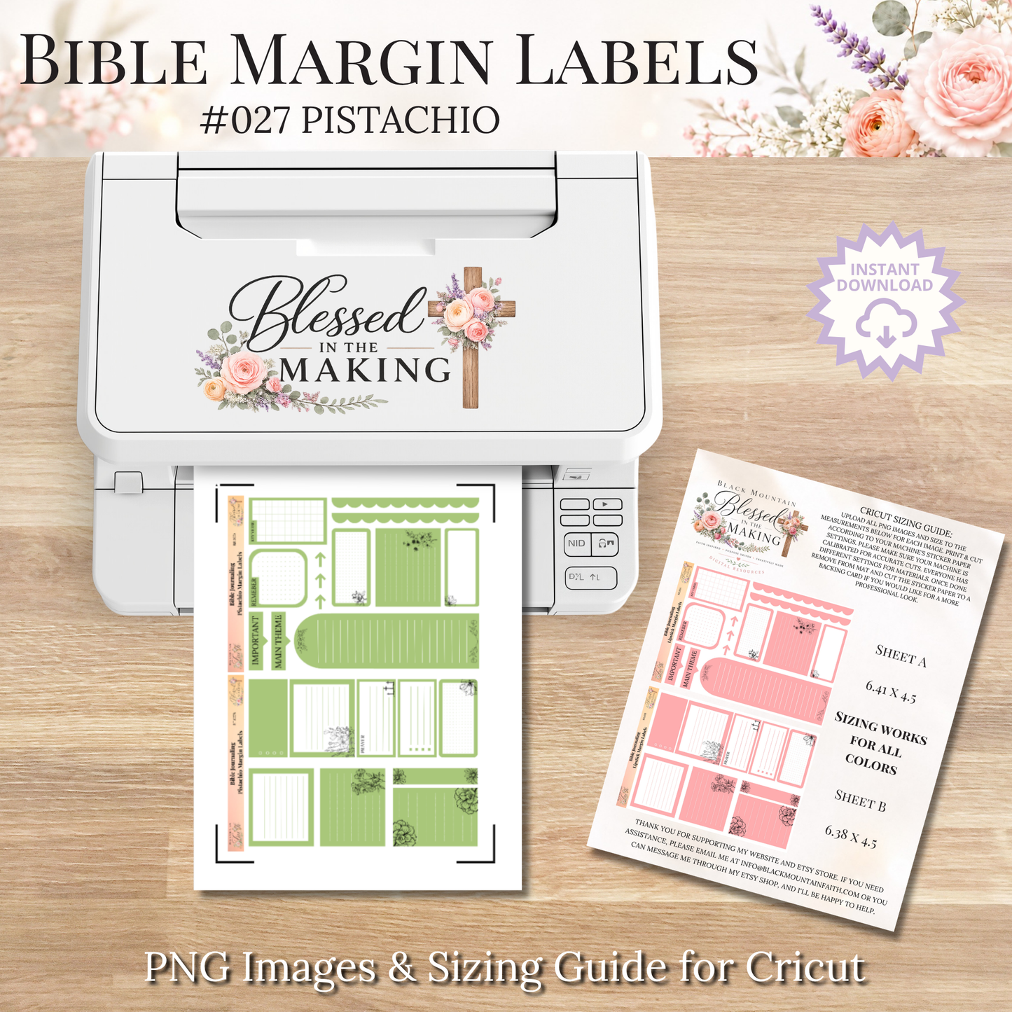Bible Margin Labels 027 Pistachio Print & Cut Bible Stickers