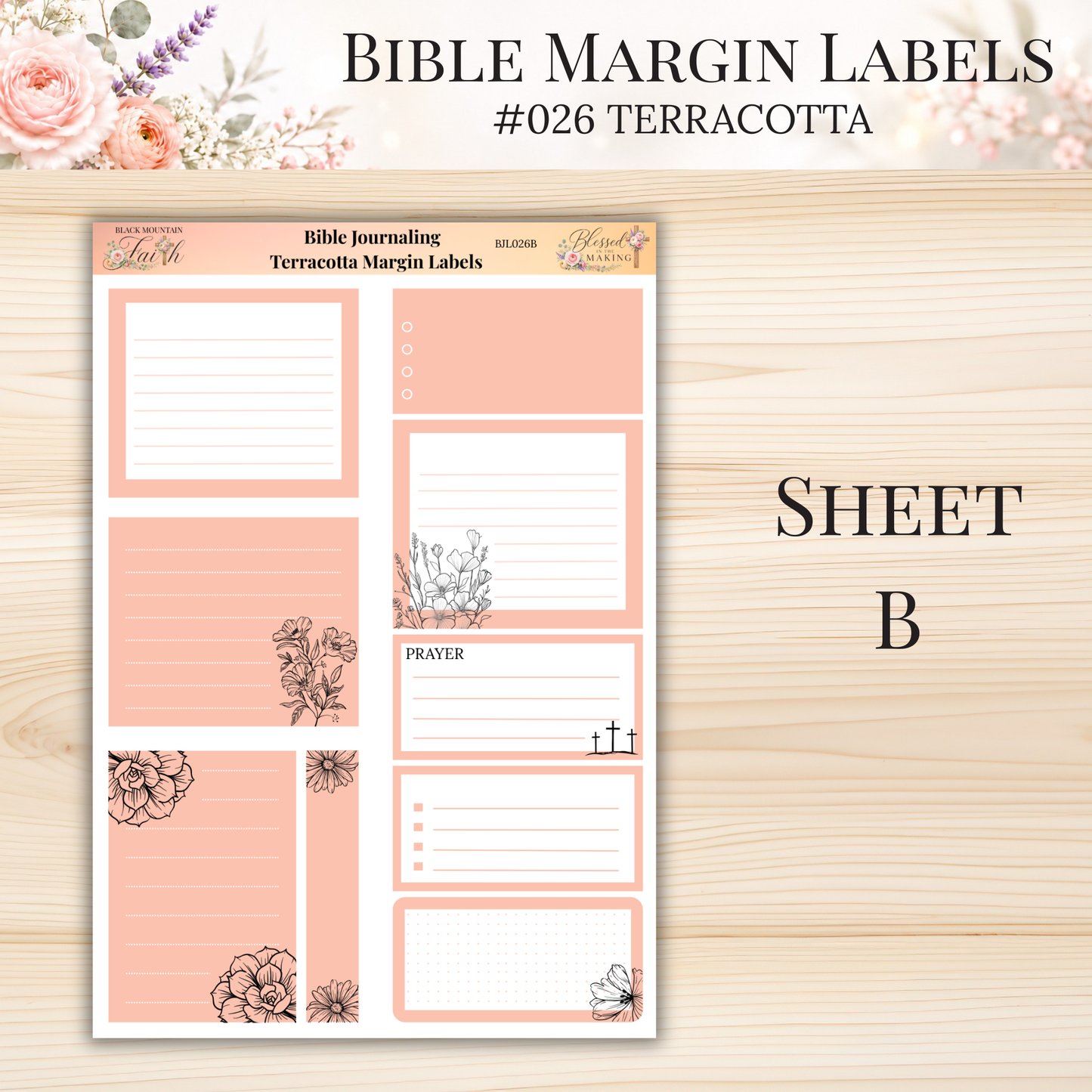 Bible Margin Labels #026 Terracotta | Physical Sticker Sheets for Scripture Study