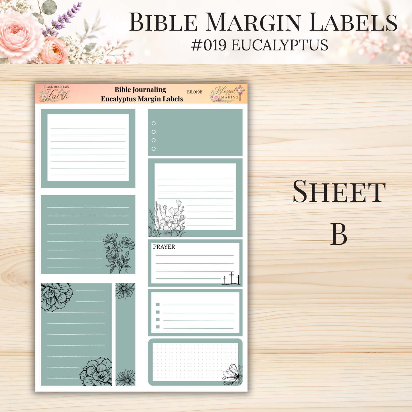 Bible Margin Labels #019 Eucalyptus | Physical Sticker Sheets for Scripture Study