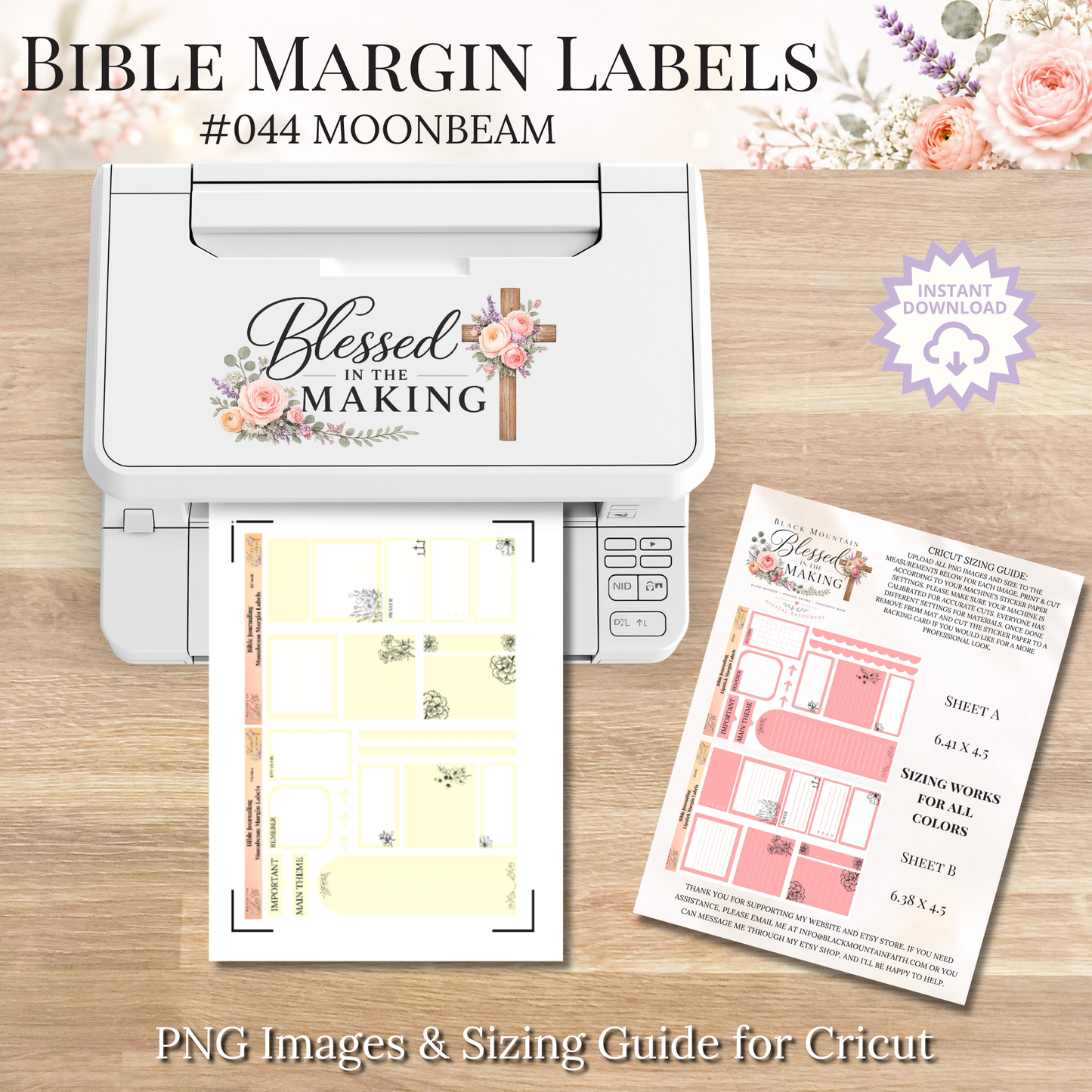 Bible Margin Labels 044 Moonbeam Print & Cut Bible Stickers
