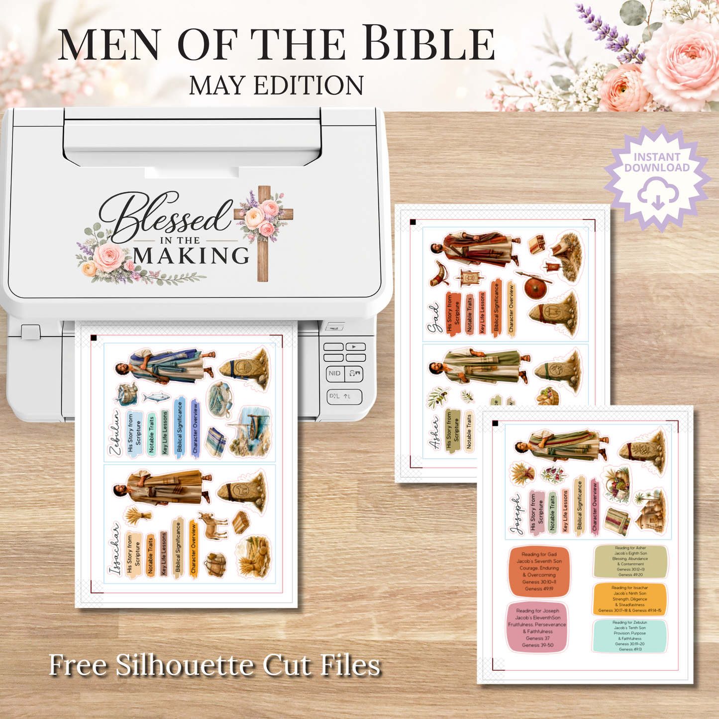 May Men of the Bible | Printable PDF | Cricut & Silhouette Files | Digital Stickers