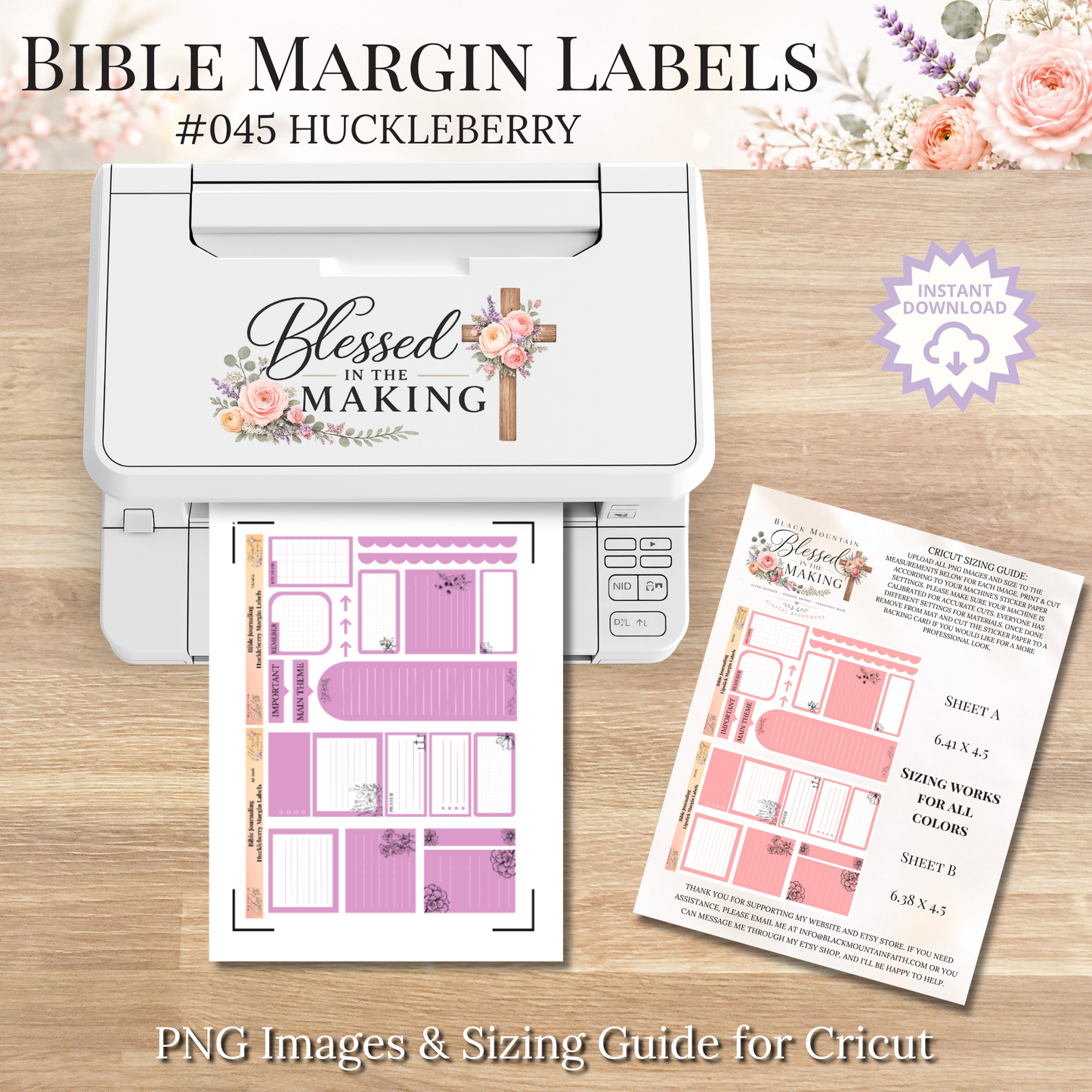 Bible Margin Labels 045 Huckleberry Print & Cut Bible Stickers