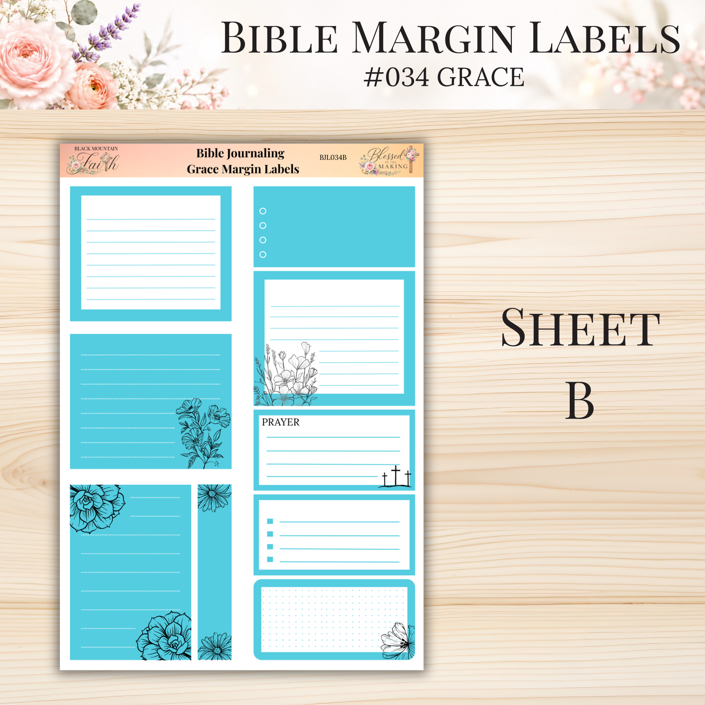 Bible Margin Labels #034 Grace | Physical Sticker Sheets for Scripture Study
