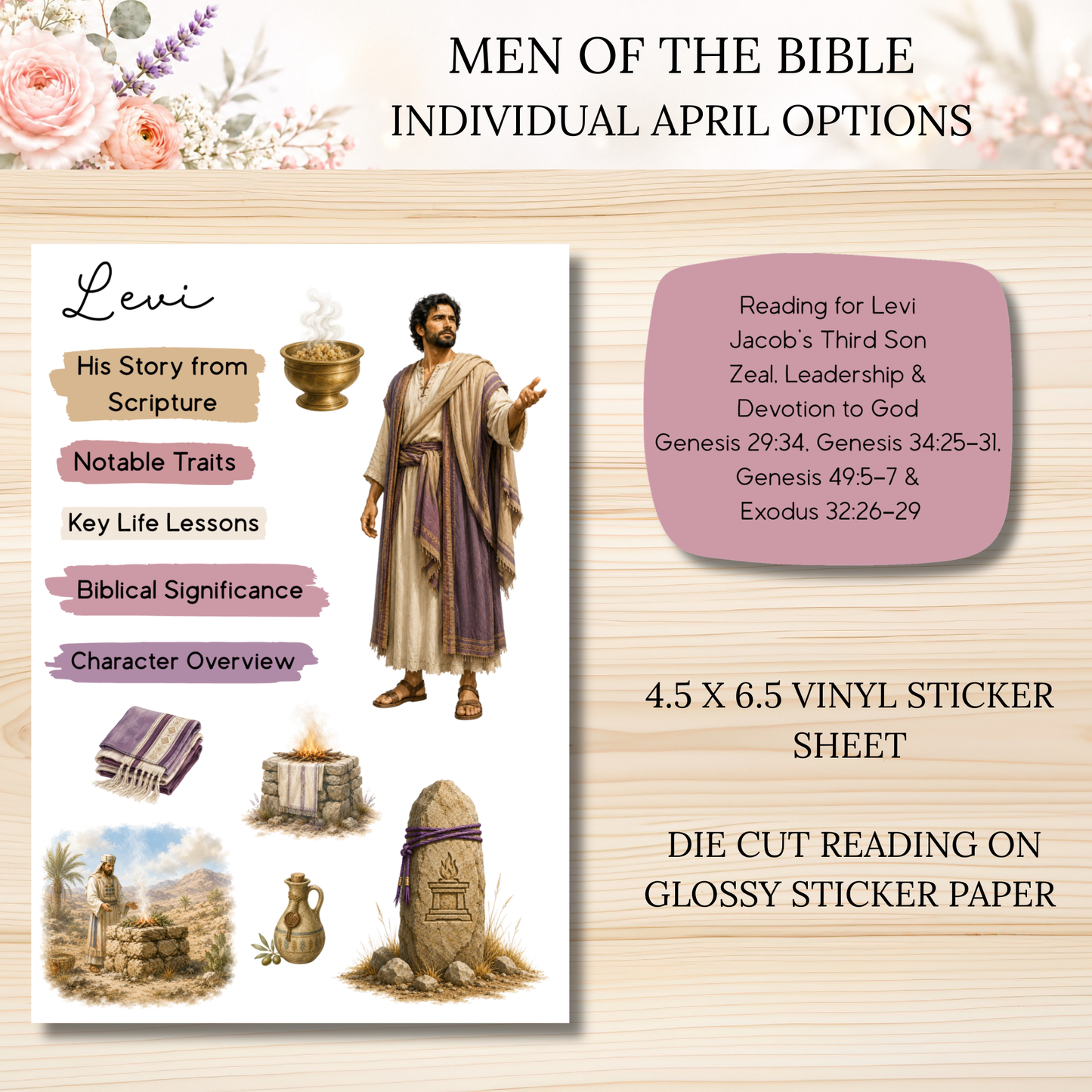APRIL Men of the Bible Individual Sticker Sheet Options