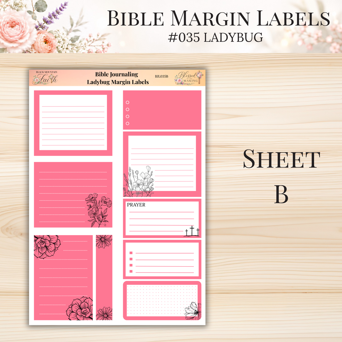 Bible Margin Labels #035 Ladybug | Physical Sticker Sheets for Scripture Study