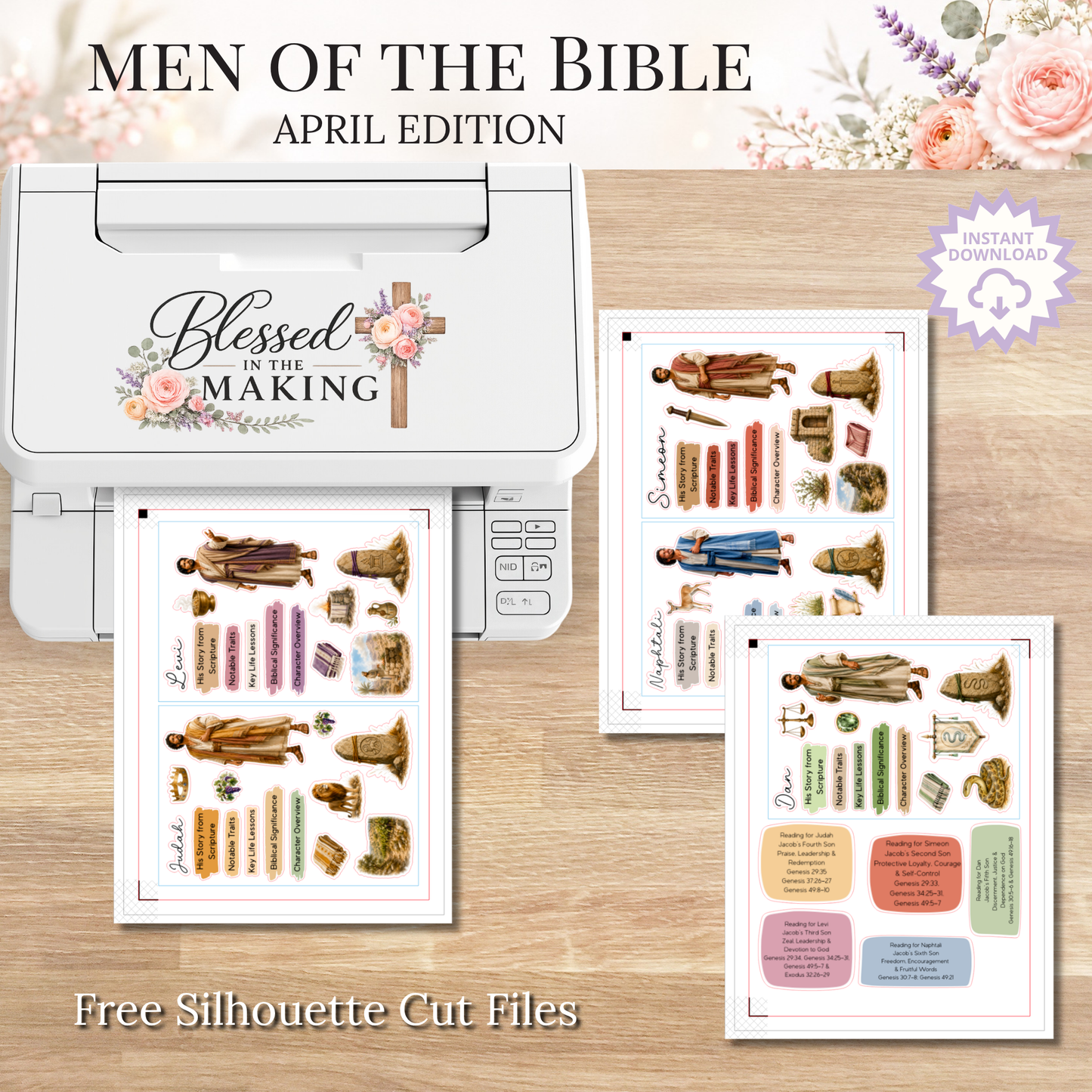April Men of the Bible | Printable PDF | Cricut & Silhouette Files | Digital Stickers