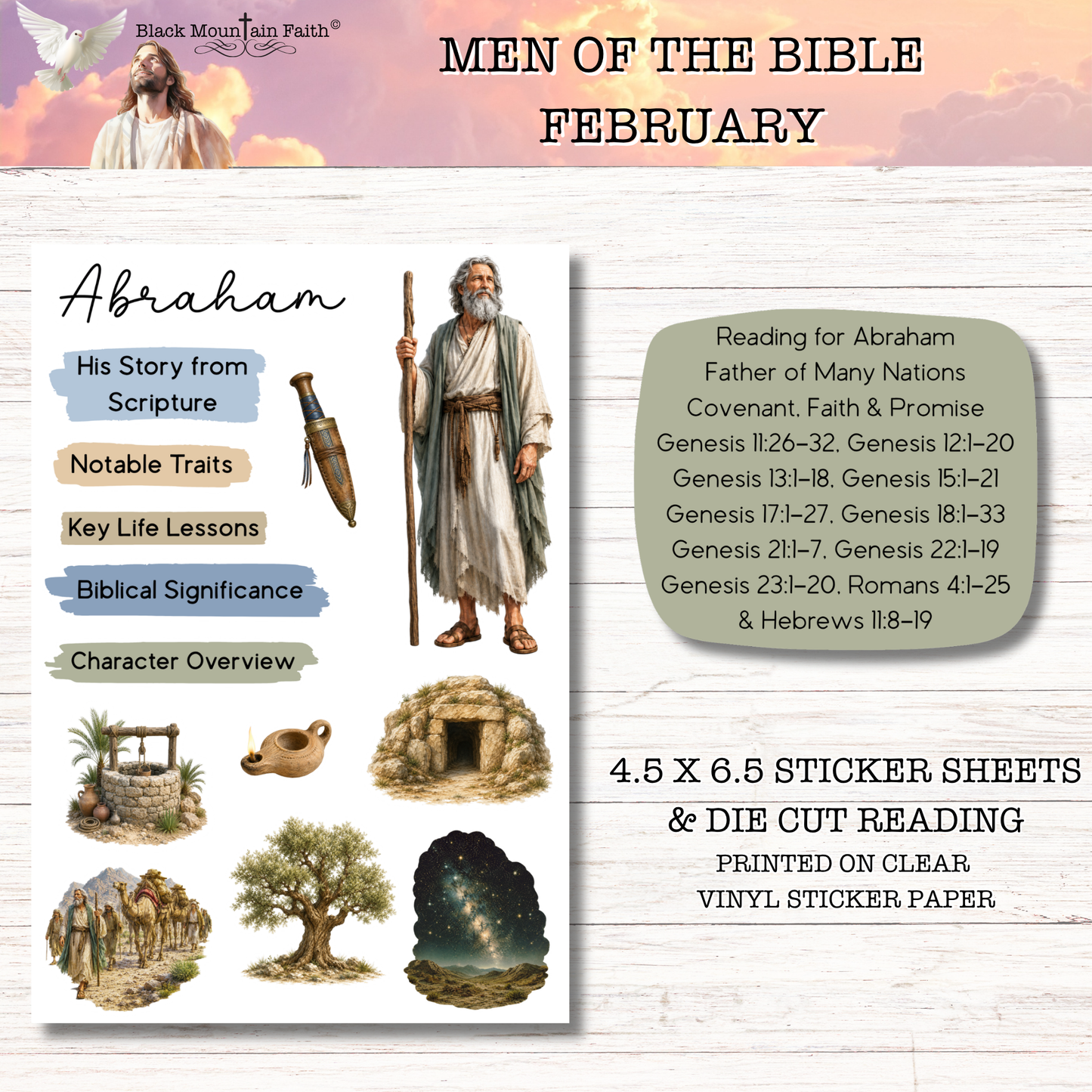 FEBRUARY Men of the Bible Snail Mail Stickers Stand Alone Listing