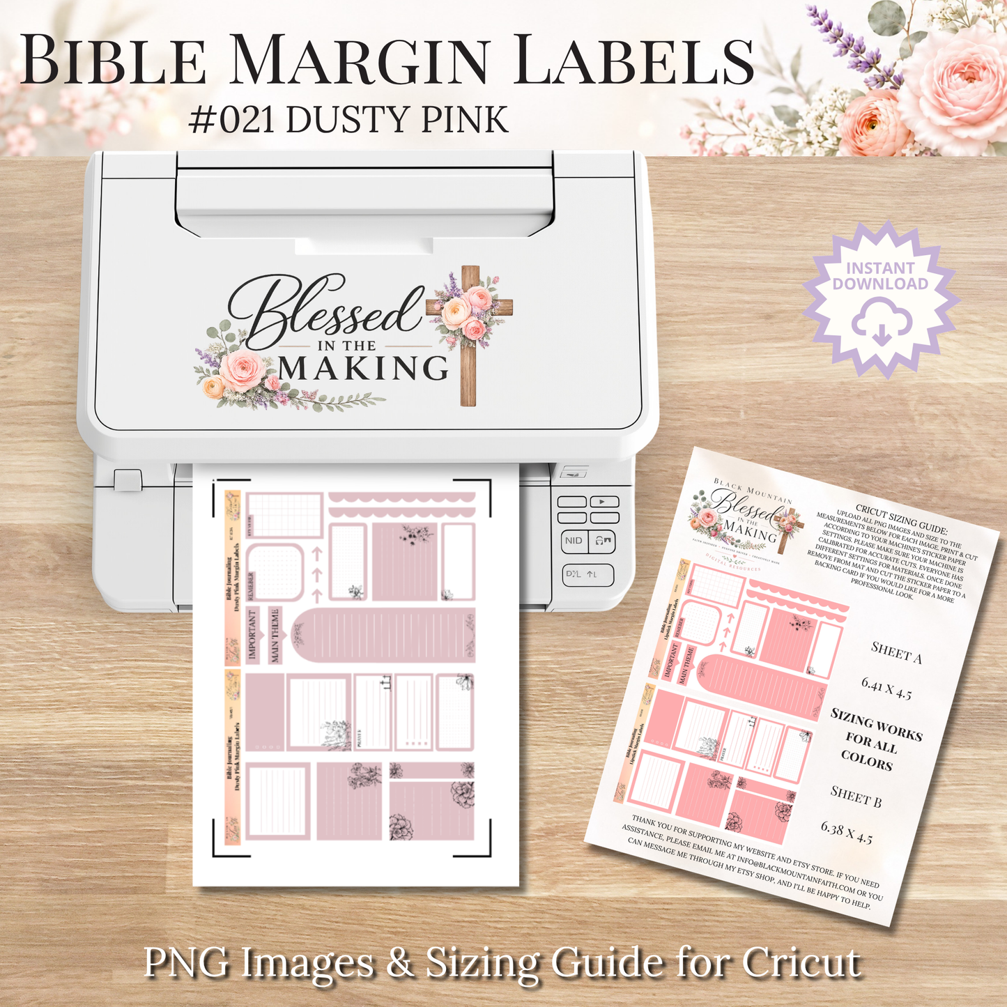 Bible Margin Labels 021 Dusty Pink Print & Cut Bible Stickers