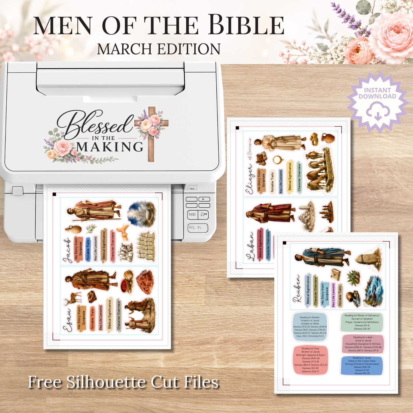 March Men of the Bible | Printable PDF | Cricut & Silhouette Files | Digital Stickers