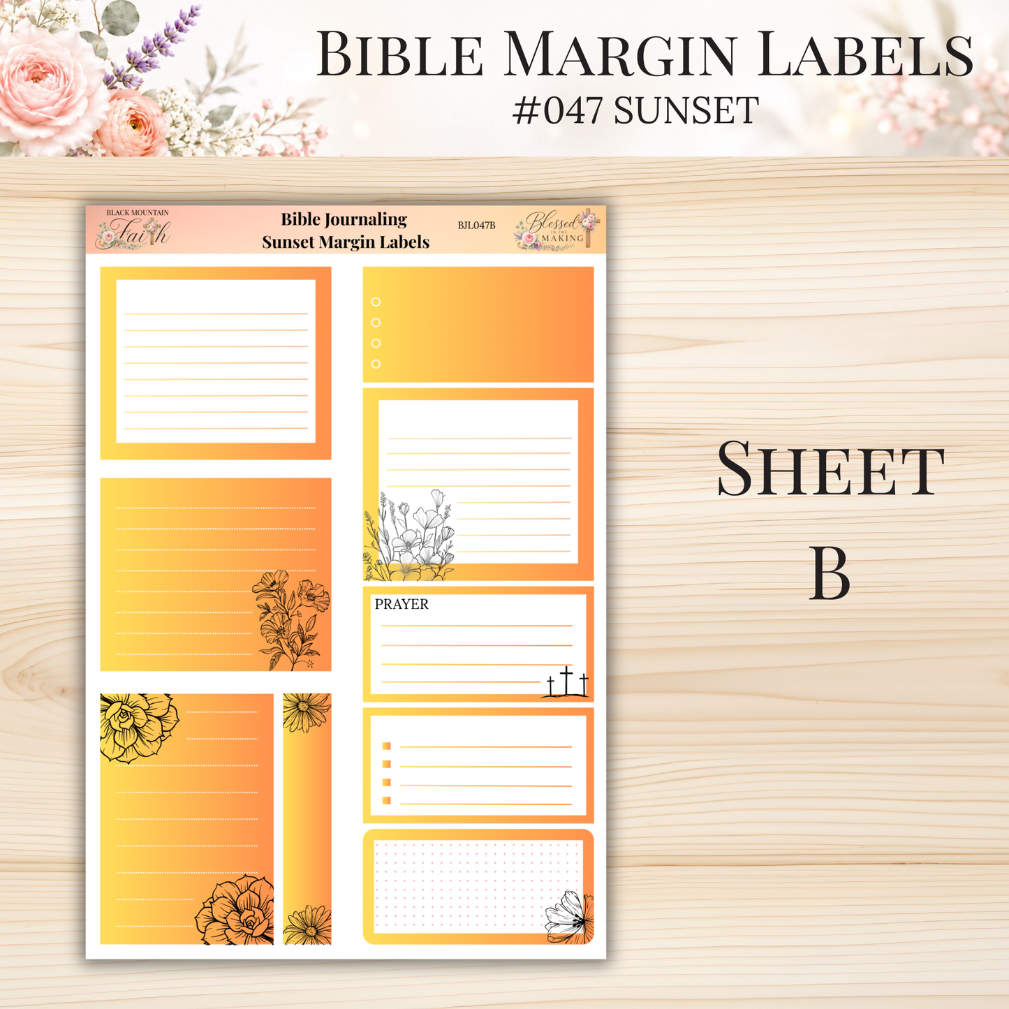 Bible Margin Labels #047 Sunset | Physical Sticker Sheets for Scripture Study
