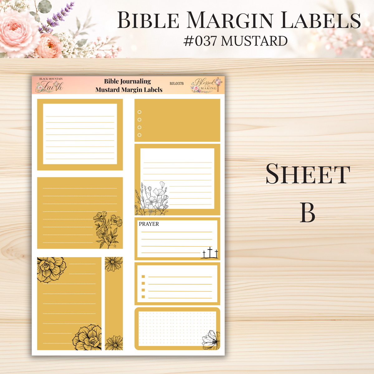 Bible Margin Labels #037 Mustard | Physical Sticker Sheets for Scripture Study