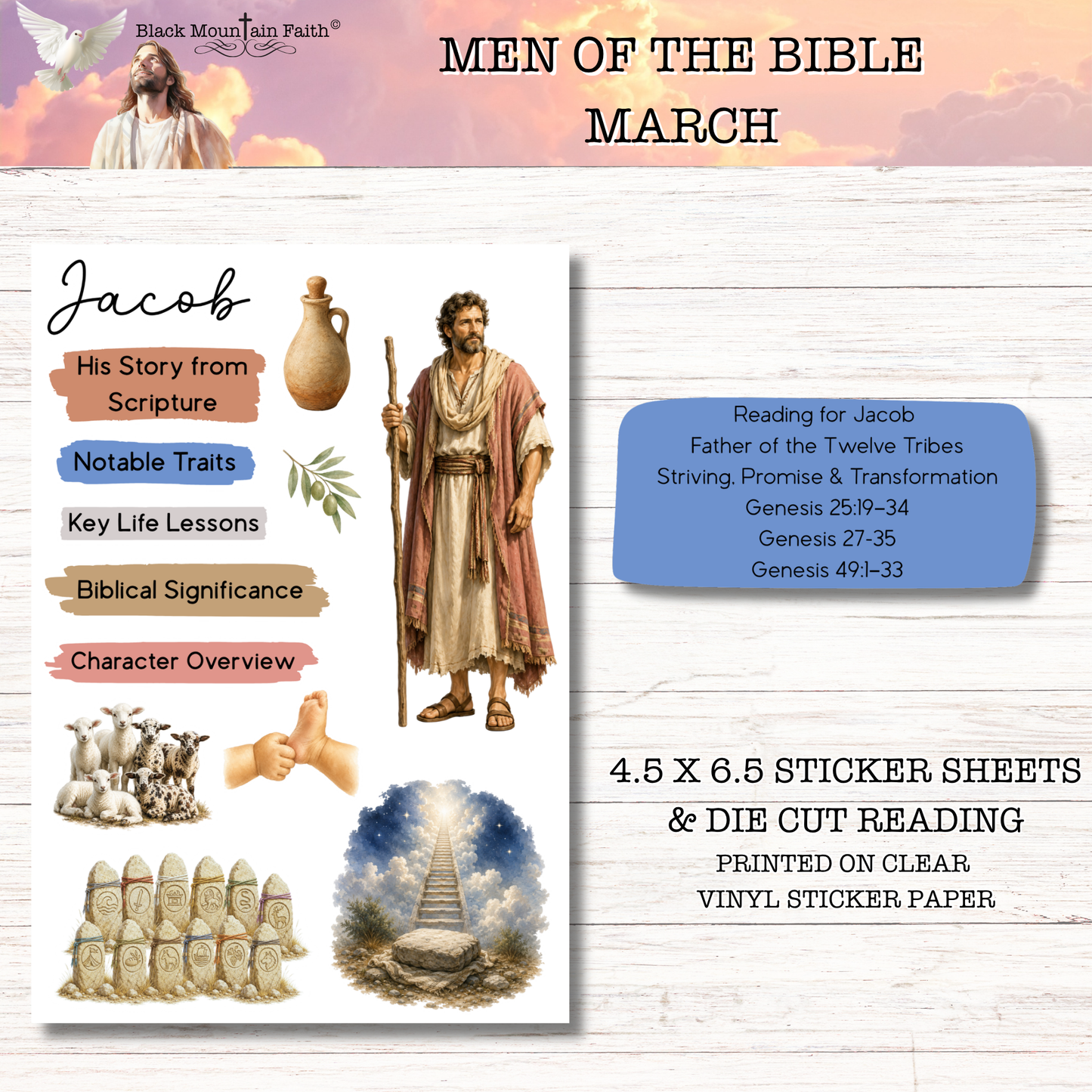 MARCH Men of the Bible Snail Mail Stickers Stand Alone Listing