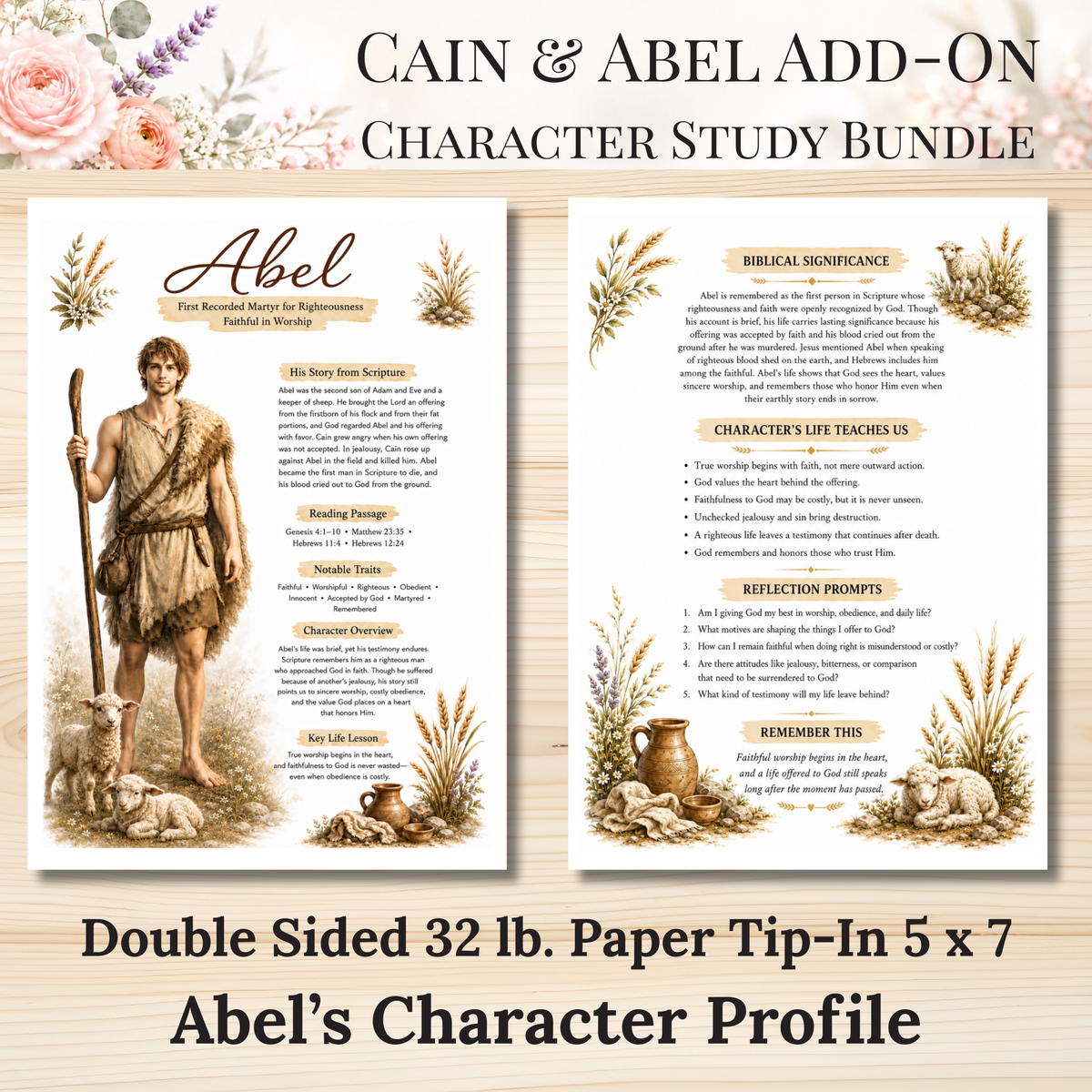 Cain & Abel Add-On Character Study Bundle | Physical Bible Study Notes, Tip-Ins, Stickers & Bible Margin Labels