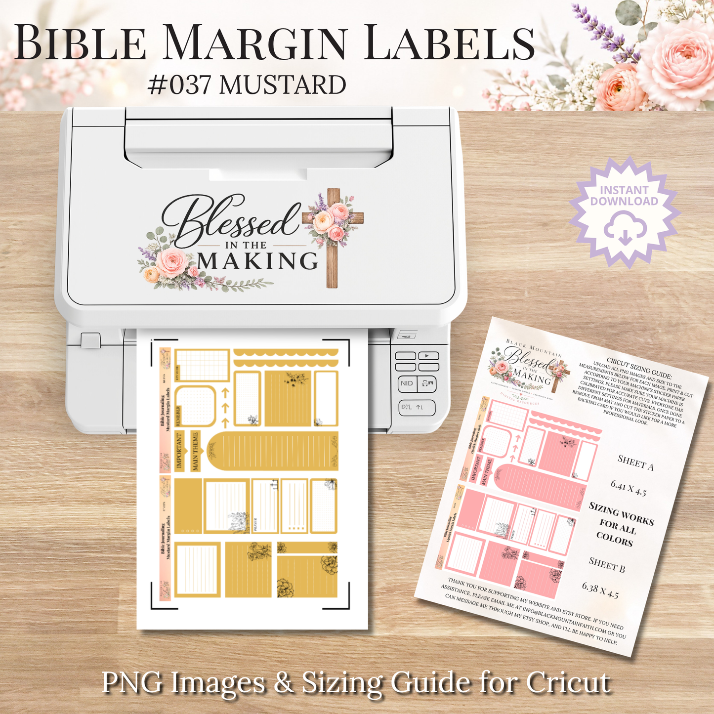 Bible Margin Labels 037 Mustard Print & Cut Bible Stickers