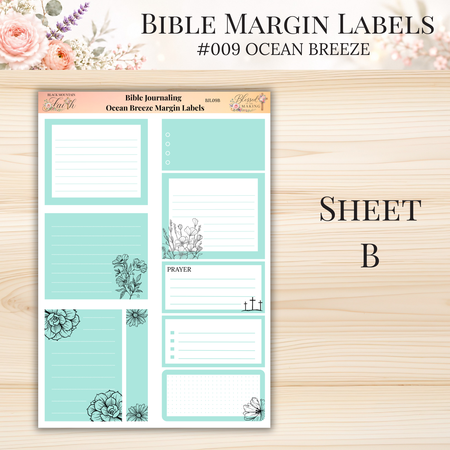 Bible Margin Labels #009 Ocean Breeze | Physical Sticker Sheets for Scripture Study