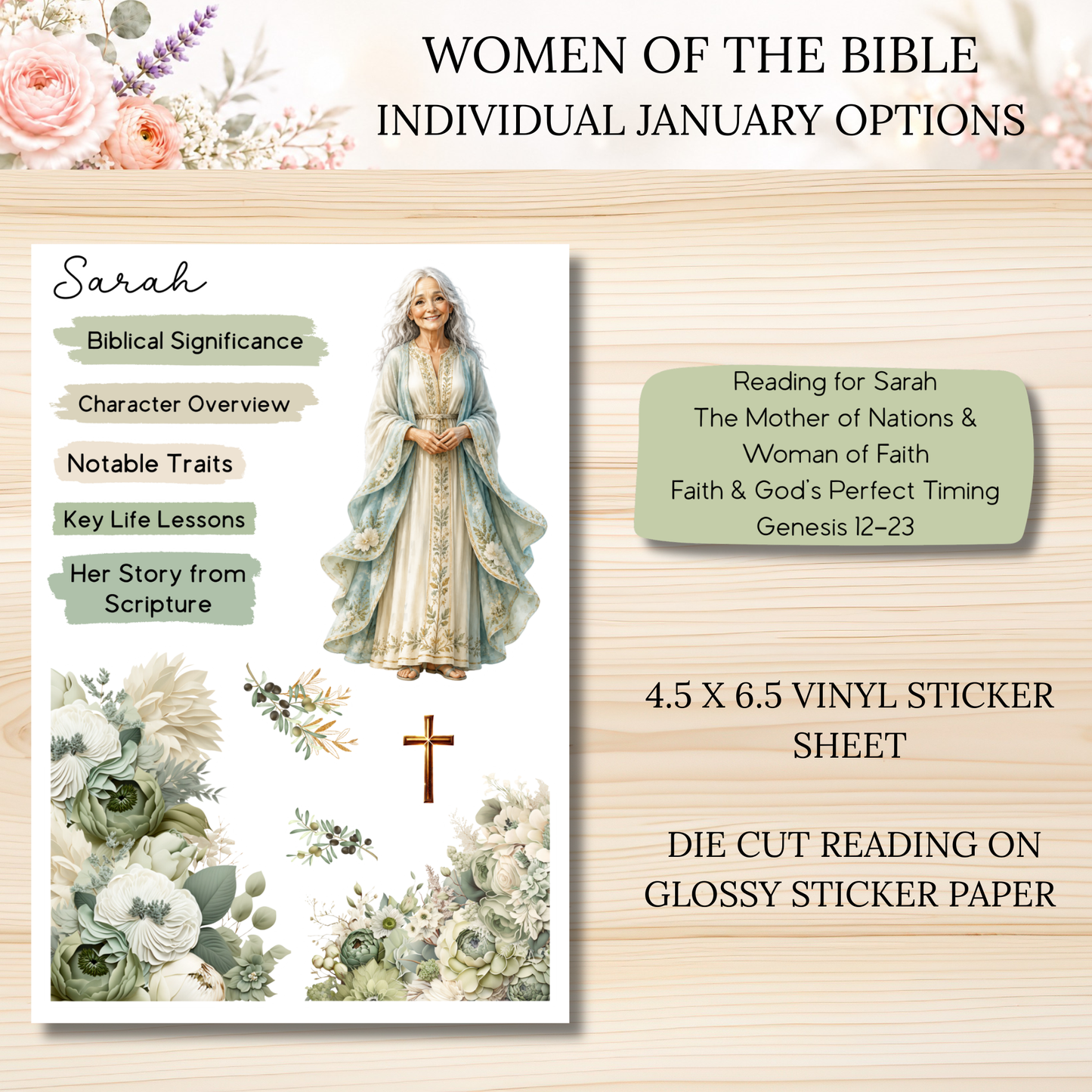 JANUARY Women of the Bible Individual Sticker Sheet Options