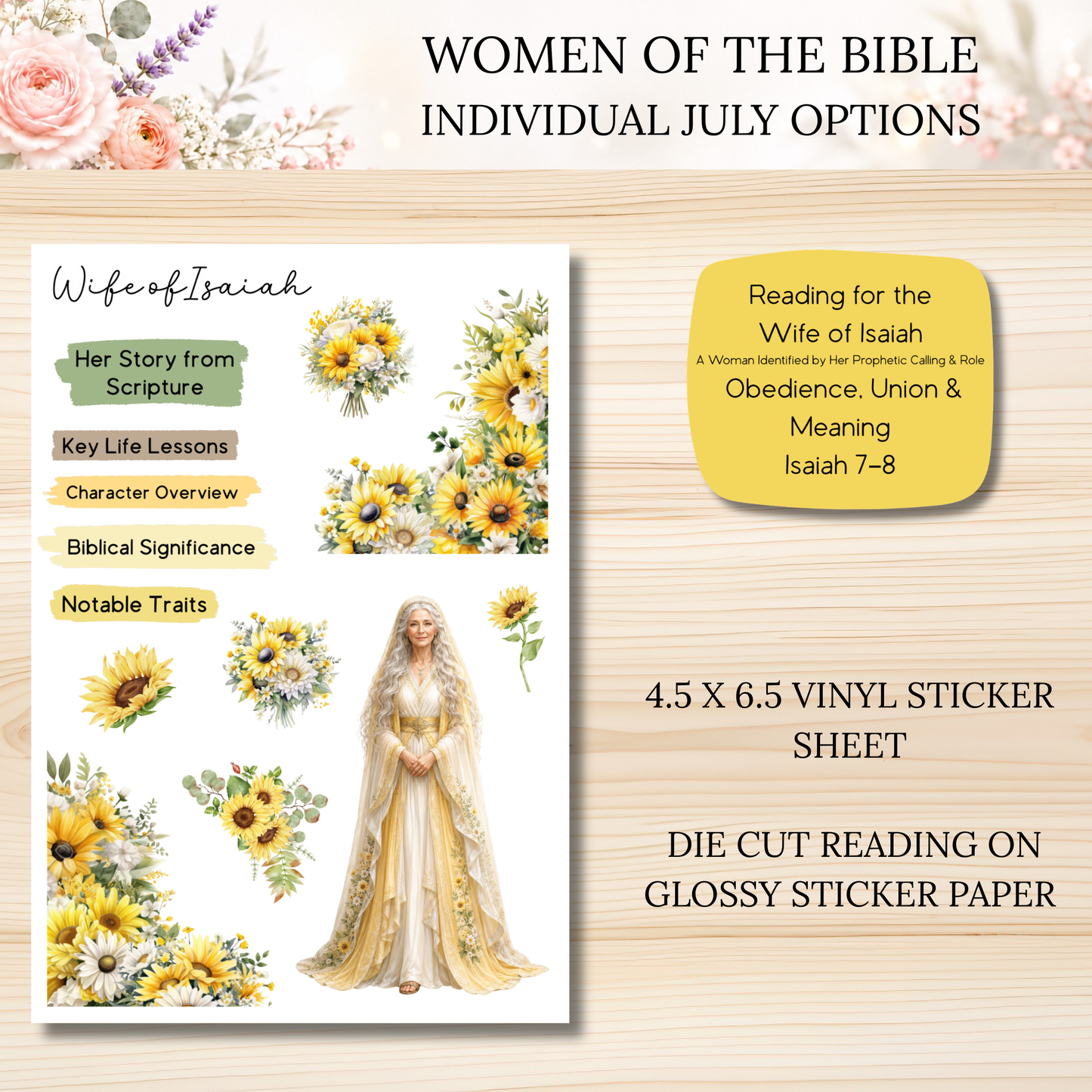 JULY Women of the Bible Individual Sticker Sheet Options