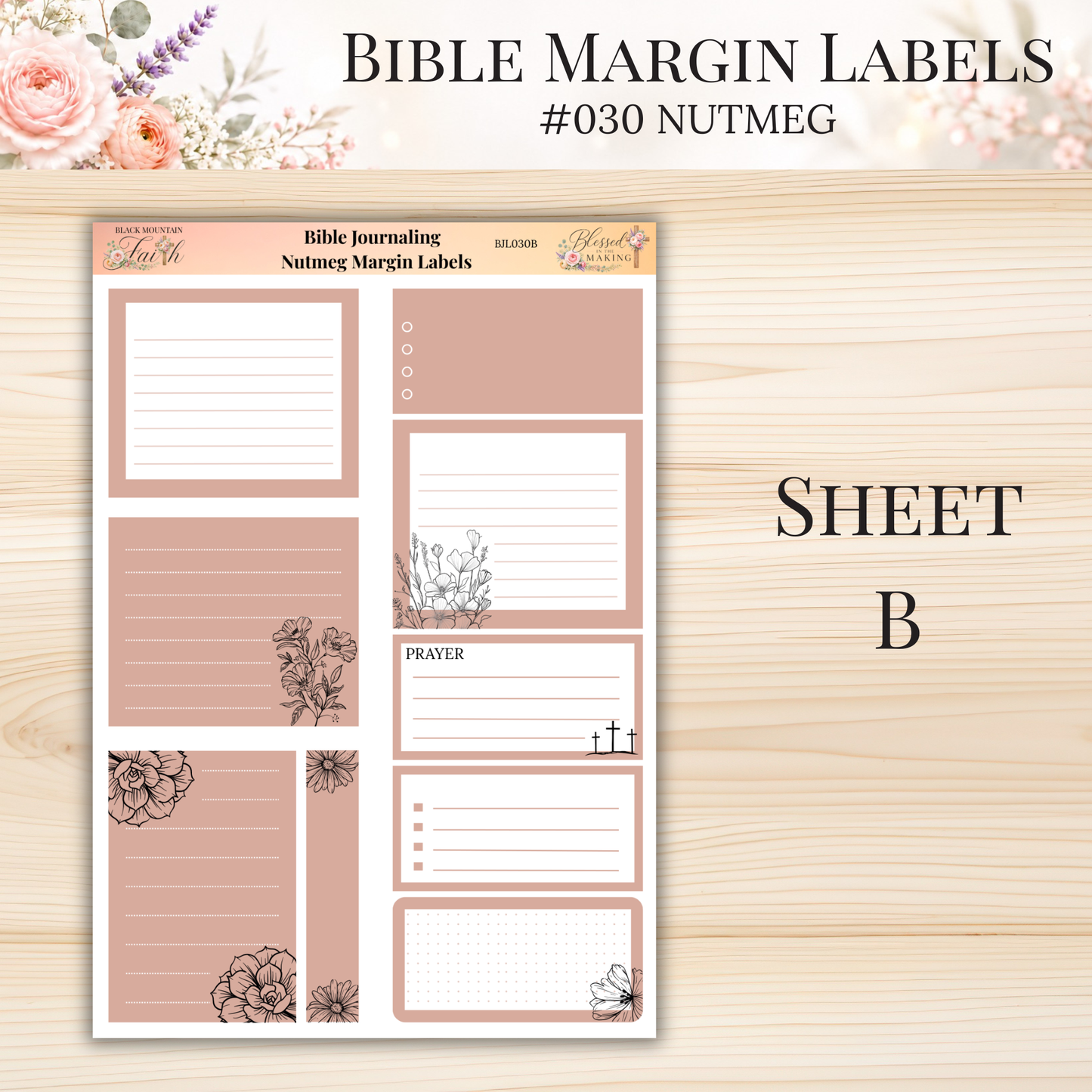 Bible Margin Labels #030 Nutmeg | Physical Sticker Sheets for Scripture Study