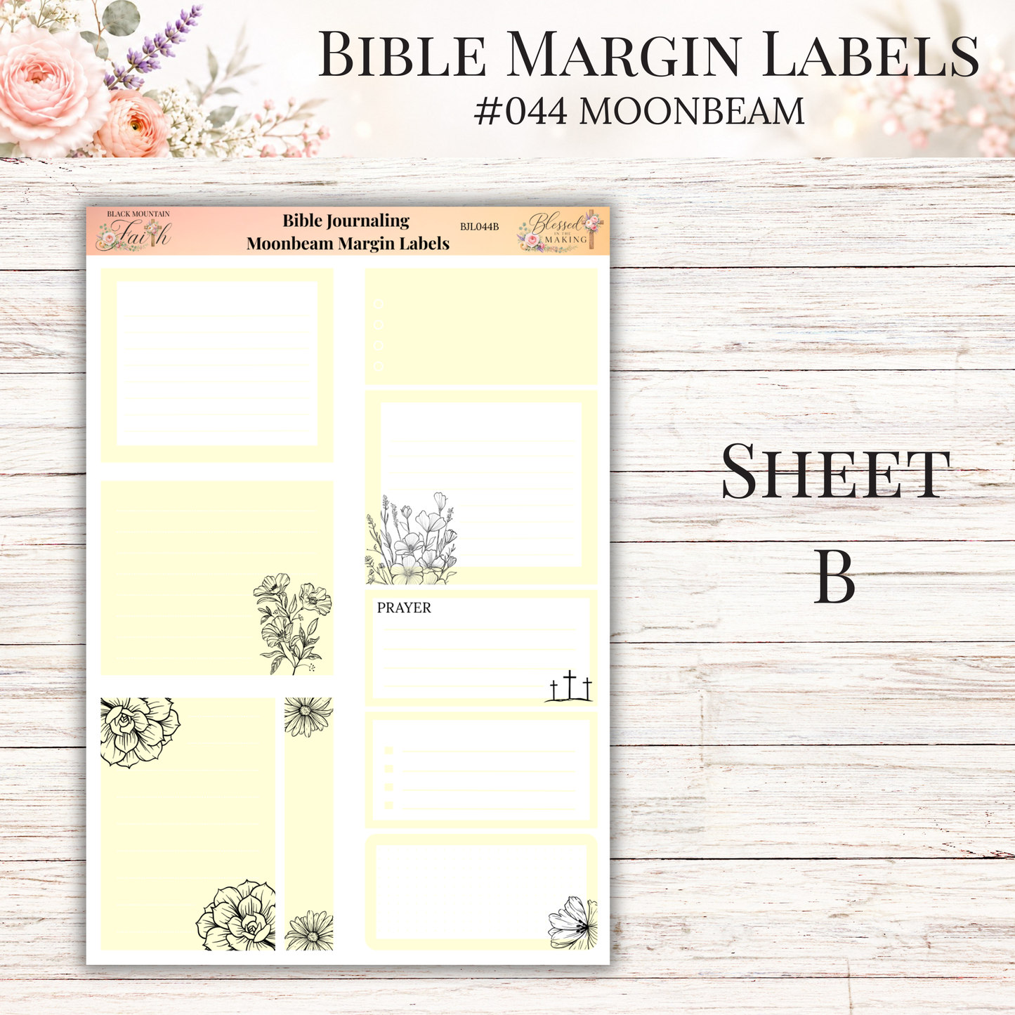 Bible Margin Labels #044 Moonbeam | Physical Sticker Sheets for Scripture Study