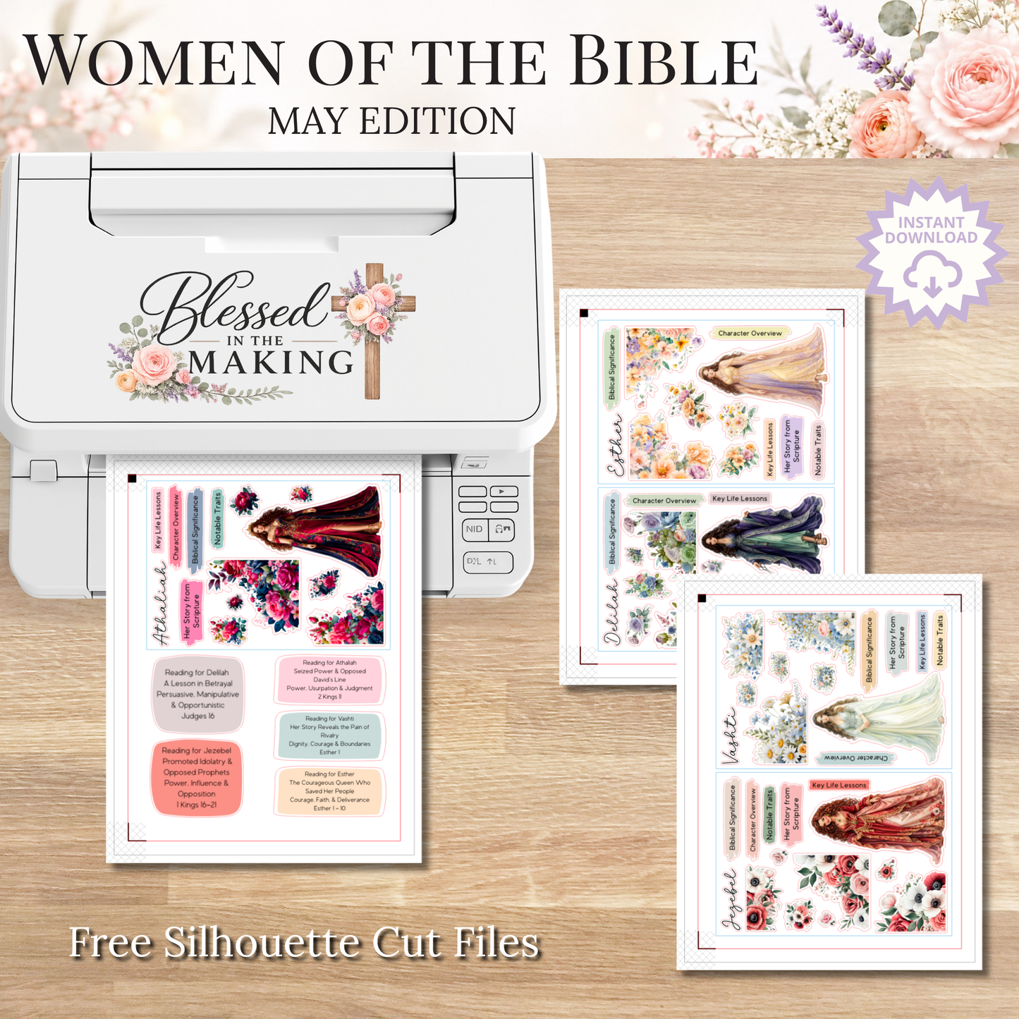 May Women of the Bible | Printable PDF | Cricut & Silhouette Files | Digital Stickers