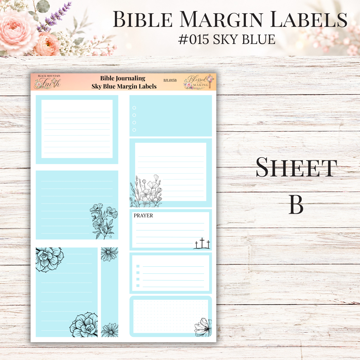 Bible Margin Labels #015 Sky Blue | Physical Sticker Sheets for Scripture Study