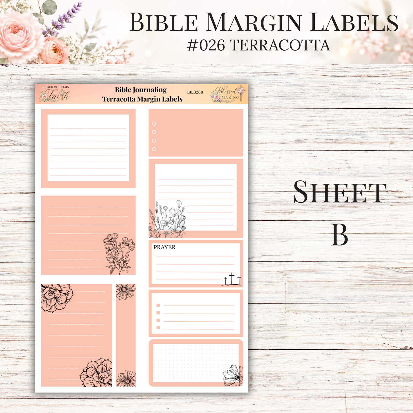 Bible Margin Labels #026 Terracotta | Physical Sticker Sheets for Scripture Study