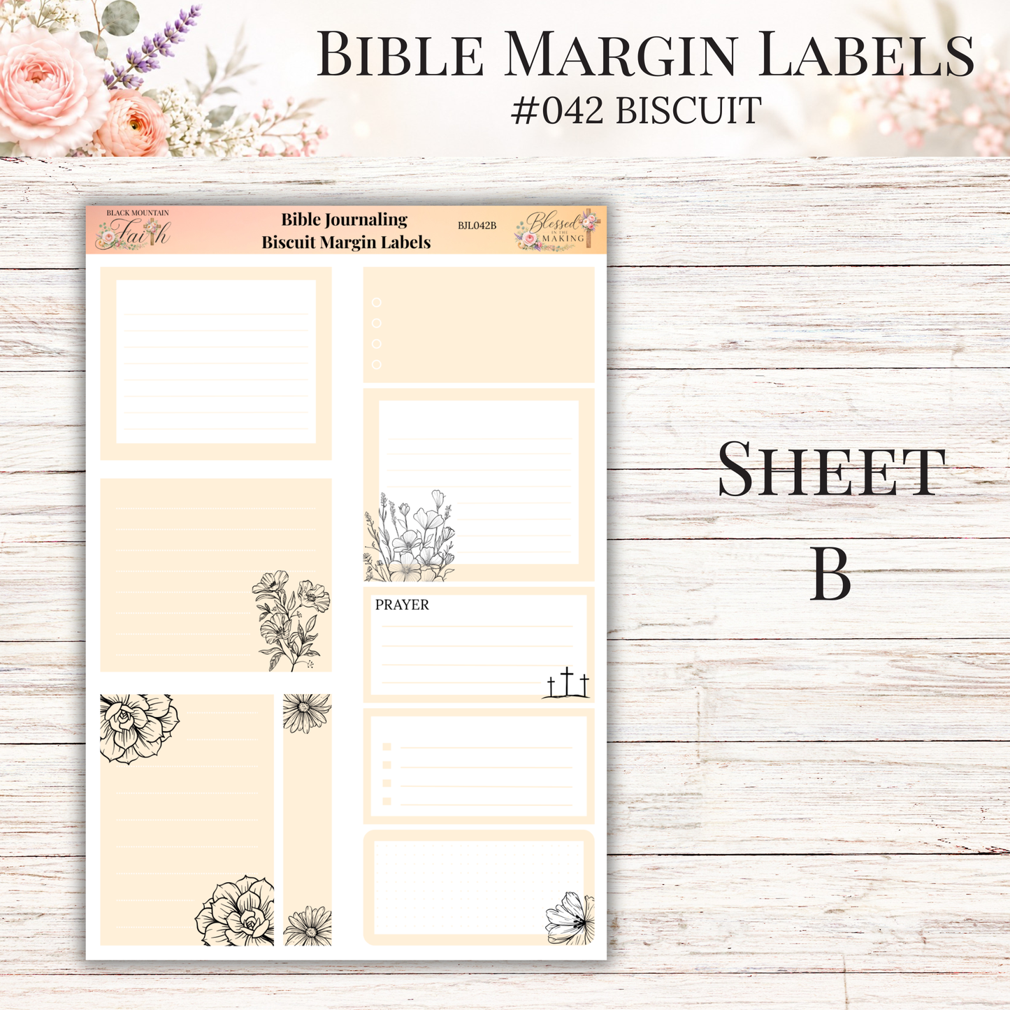 Bible Margin Labels #042 Biscuit | Physical Sticker Sheets for Scripture Study